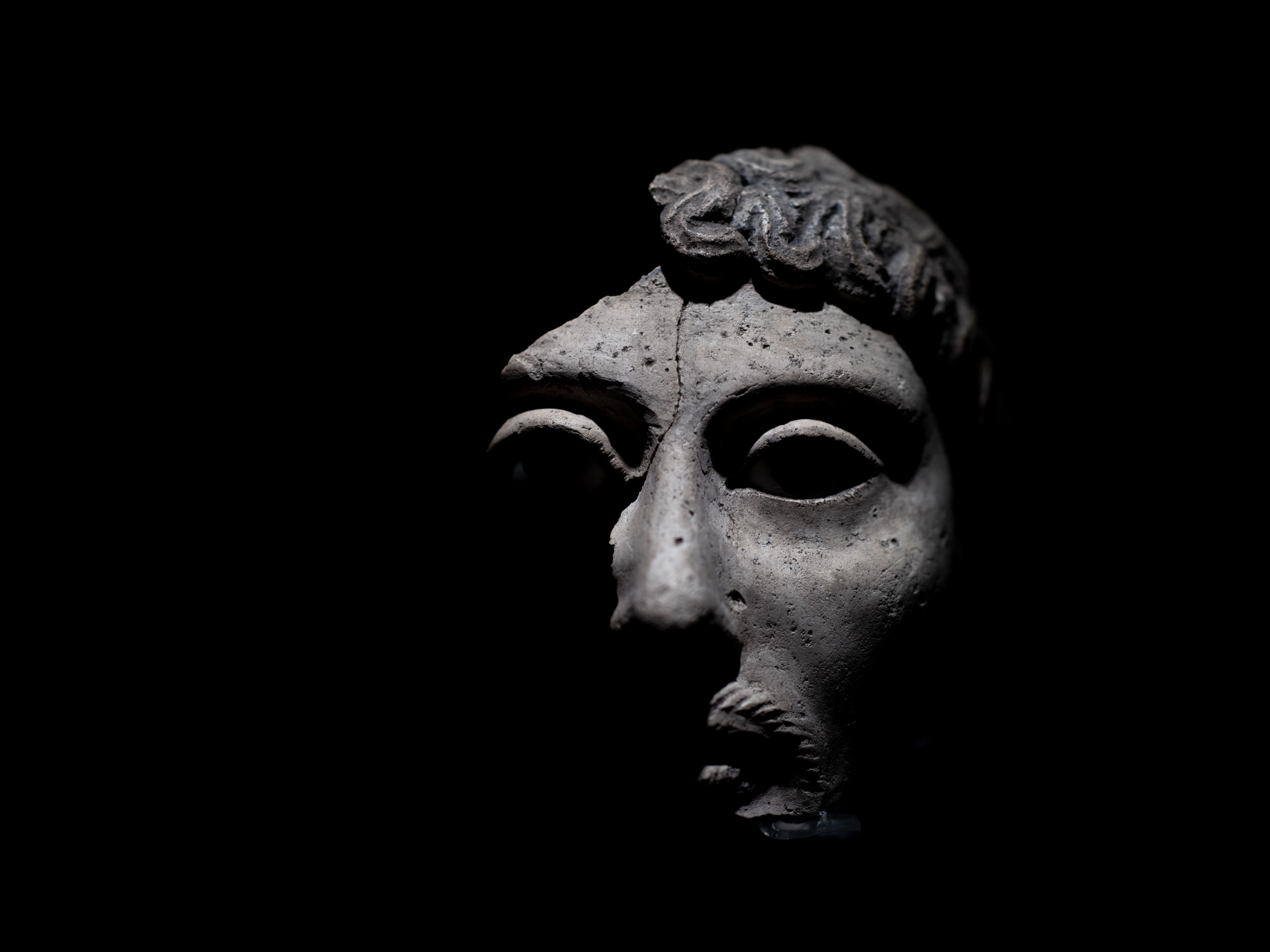 still life, hole, building, black background, worship, fear, spooky, statue, art and craft, representation, no people, single object, bronze, bunker, dark, HD Wallpaper