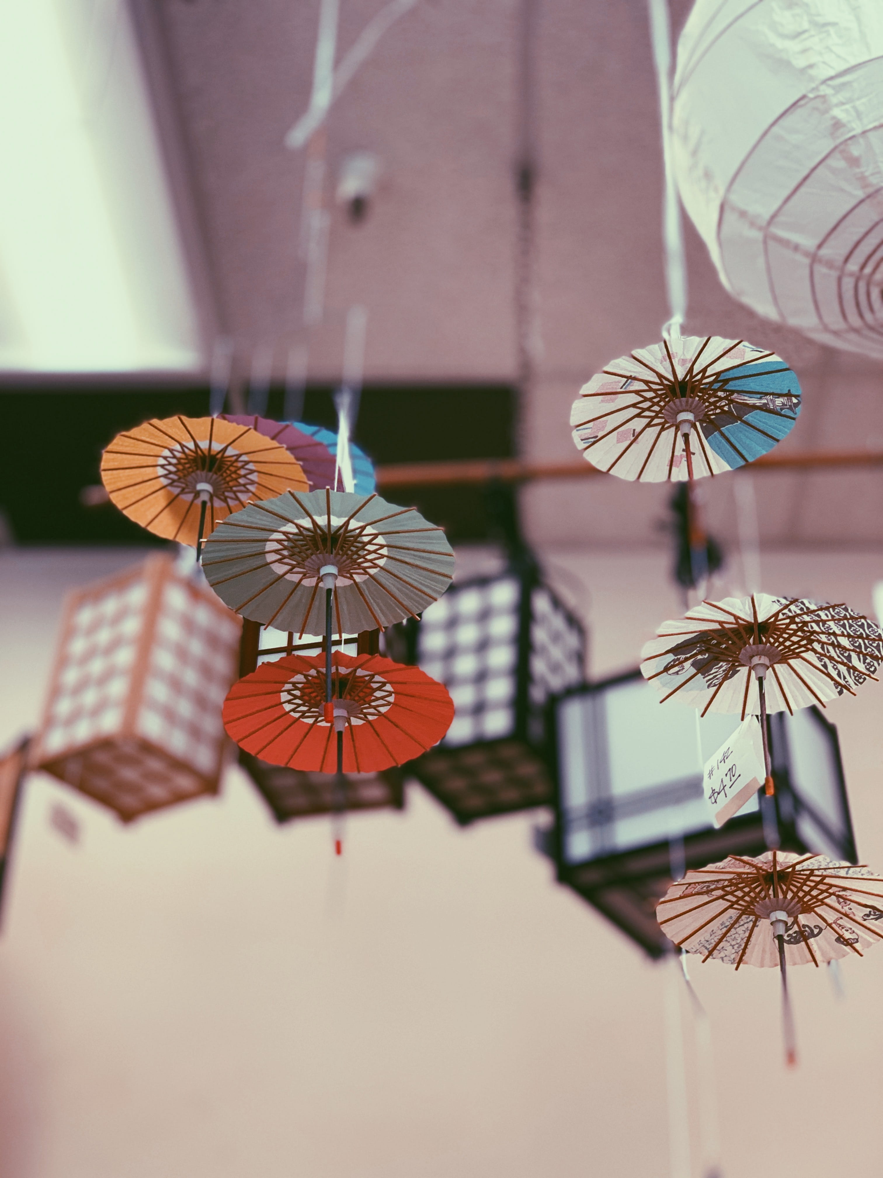 architecture, umbrella, creativity, floral pattern, origami, graphics, art and craft, ceiling, building exterior, floral design, applique, home decor, chime, Phone HD Wallpaper