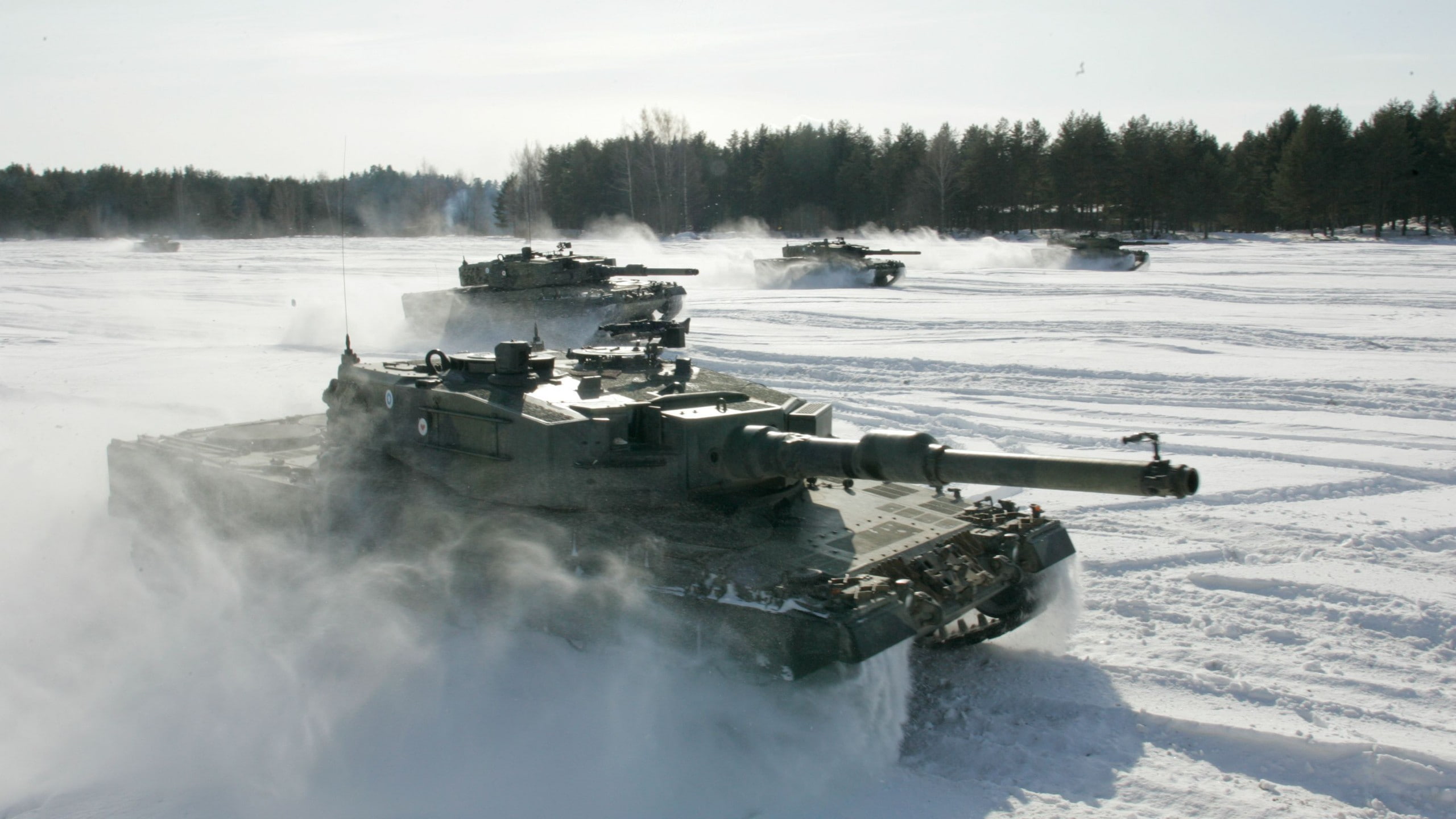 2K, Finnish Army, snow, Leopard 2, forest, military, tank, HD Wallpaper
