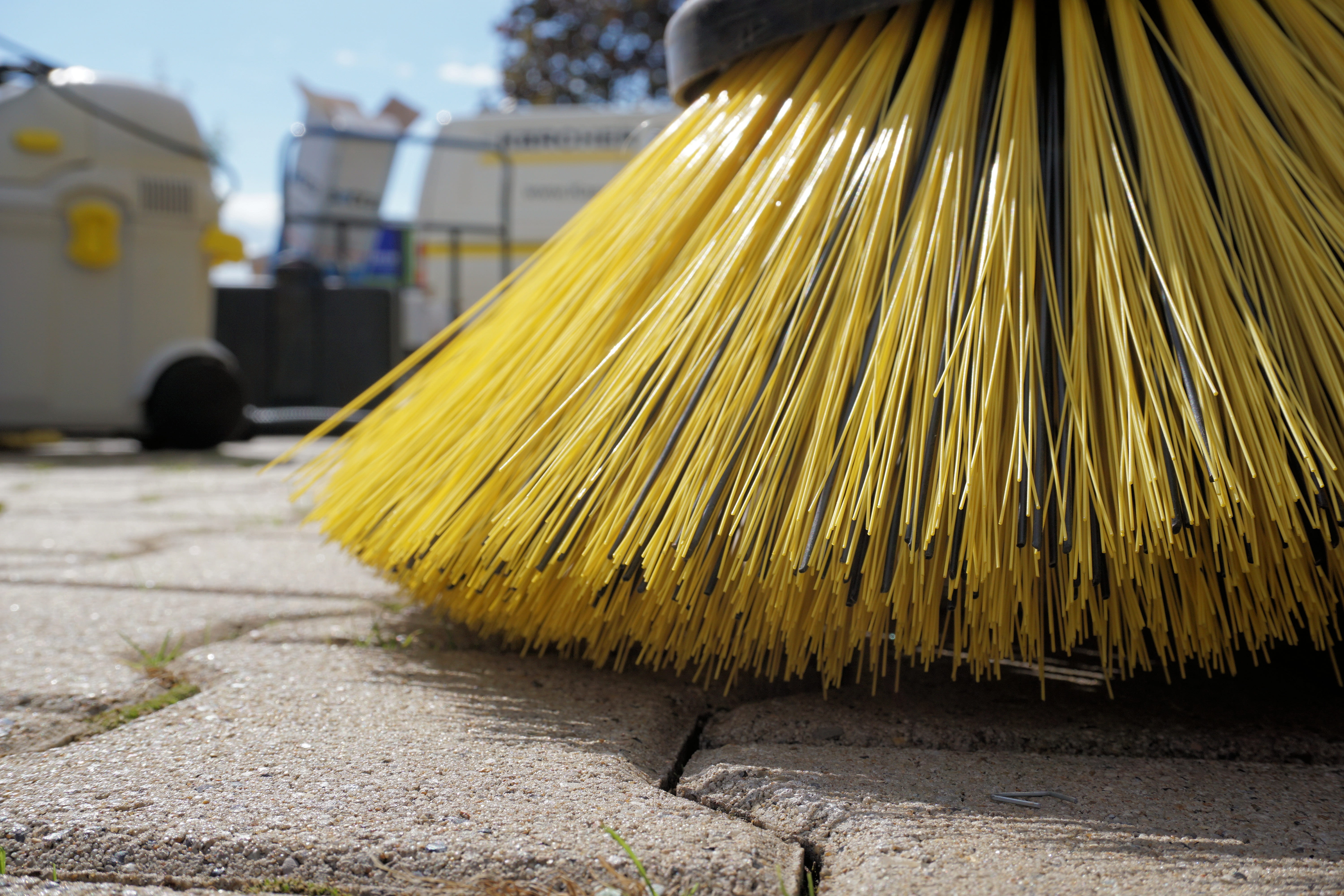 cleaning, no people, sweeper, push broom, return, close-up, broom, outdoors, brush up, focus on foreground, periodic brush, day, business, 5K, photography, HD Wallpaper