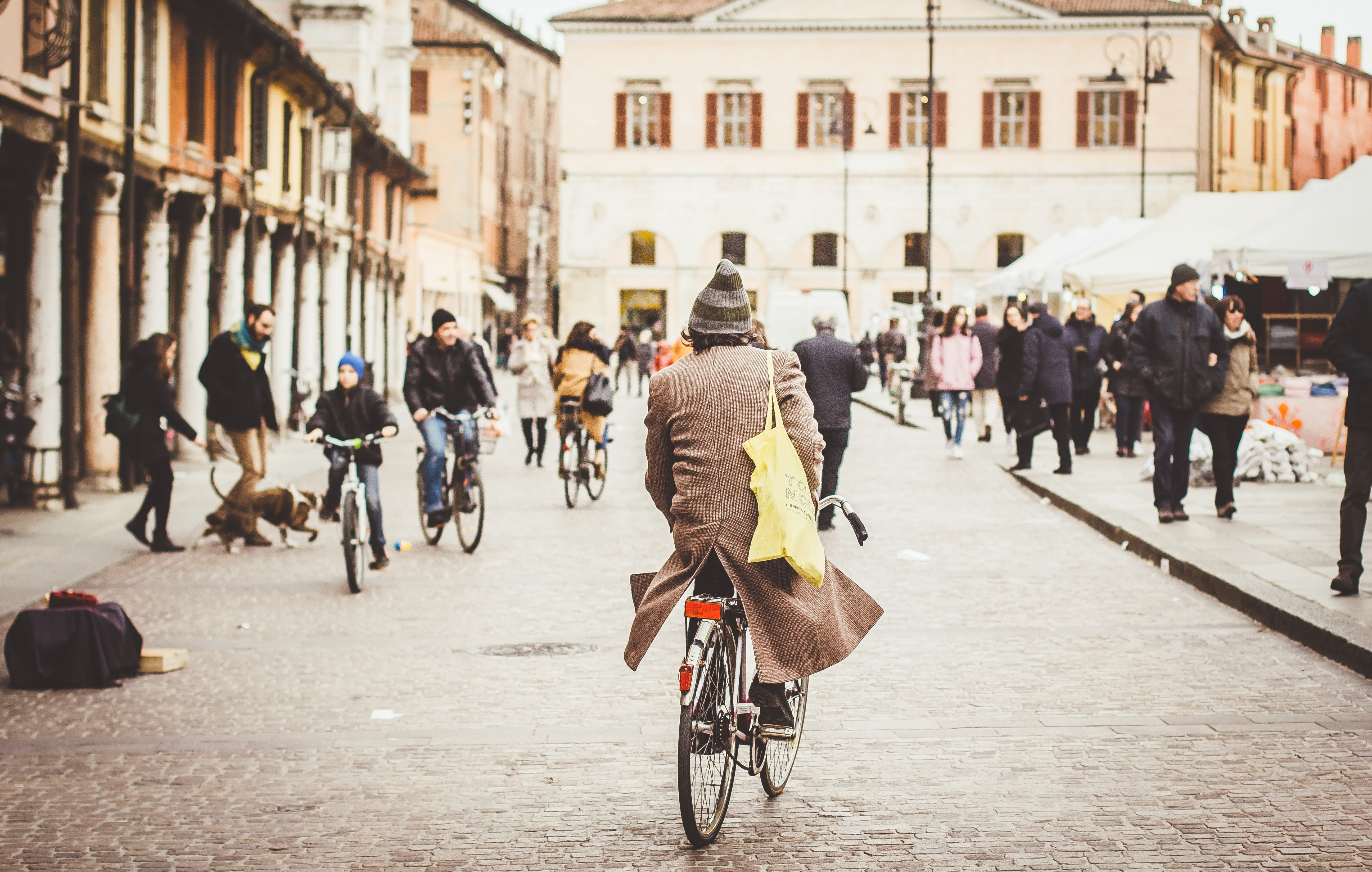 path, human, real people, men, city street, mammal, dog, pet, walking, city, person, mode of transportation, built structure, machine, clothing, wheel, HD Wallpaper