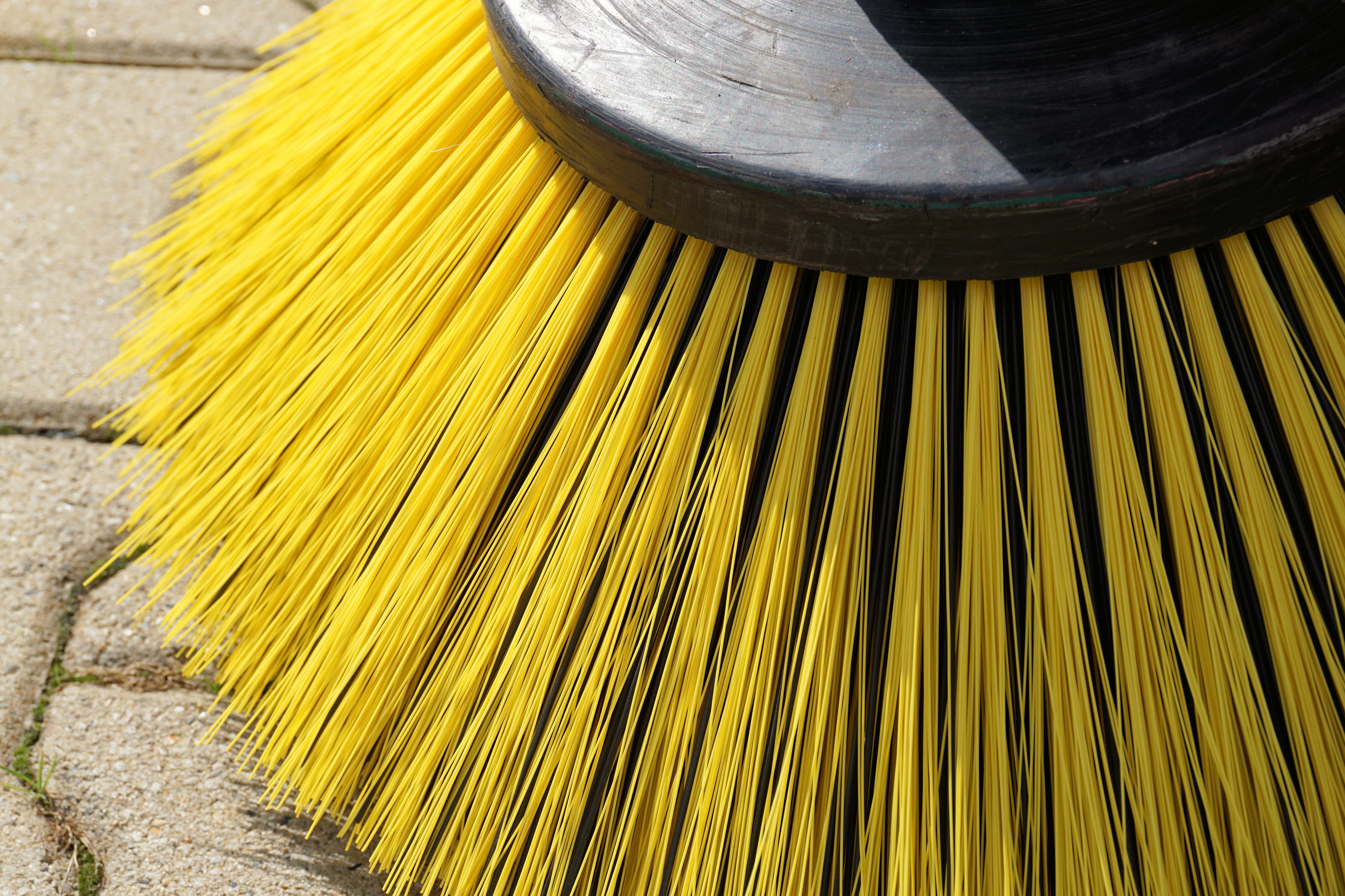pasta, spaghetti, metal, yellow, factory, photography, sweeper, pattern, focus on foreground, periodic week, 5K, industry, dirty, push broom, brush, outdoors, HD Wallpaper