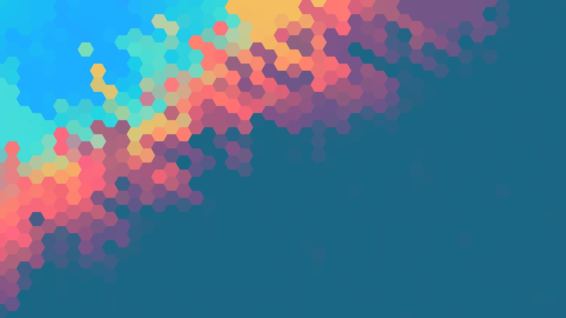 colorful, geometry, 1080P, digital art, hexagon, blue background, HD Wallpaper