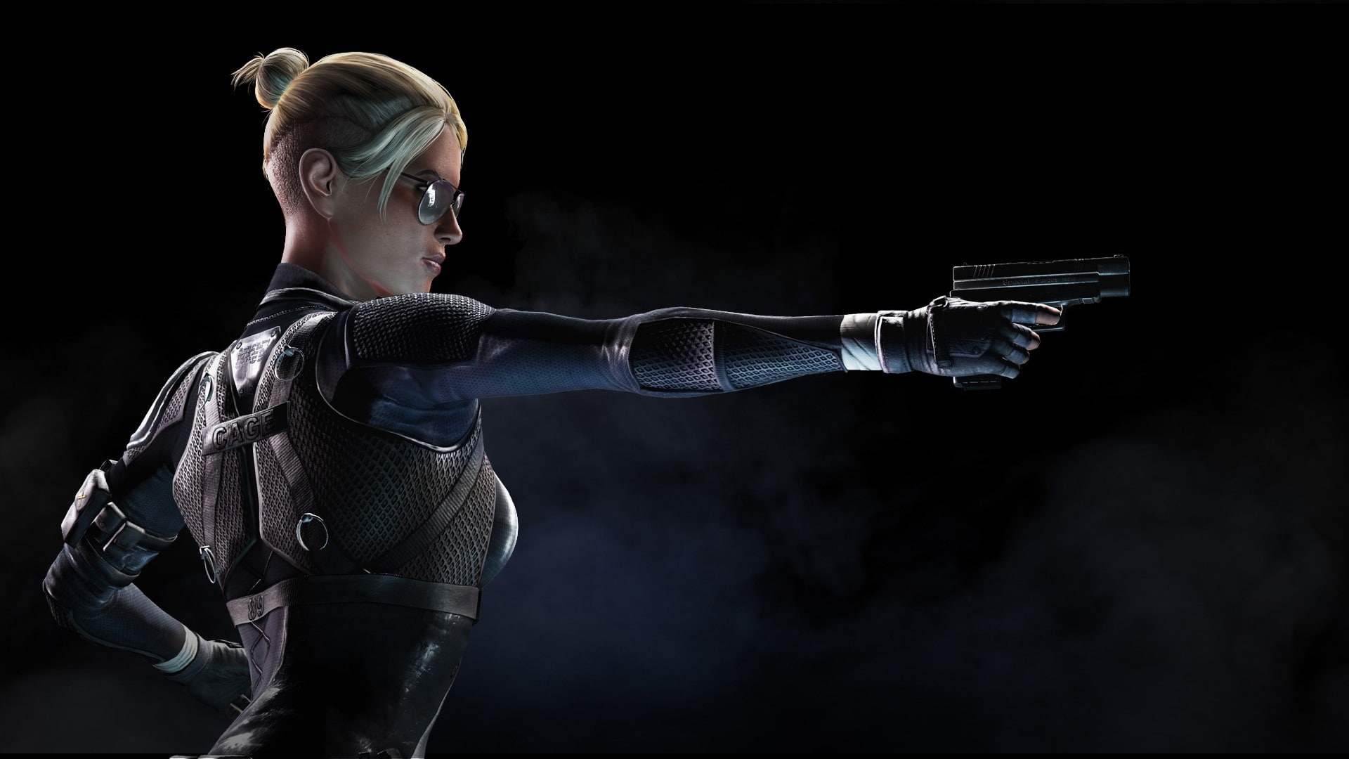 cassie, business, standing, weapon, hair, hairstyle, women, mortal, black background, indoors, profile view, females, strength, cage, sport, side view, HD Wallpaper