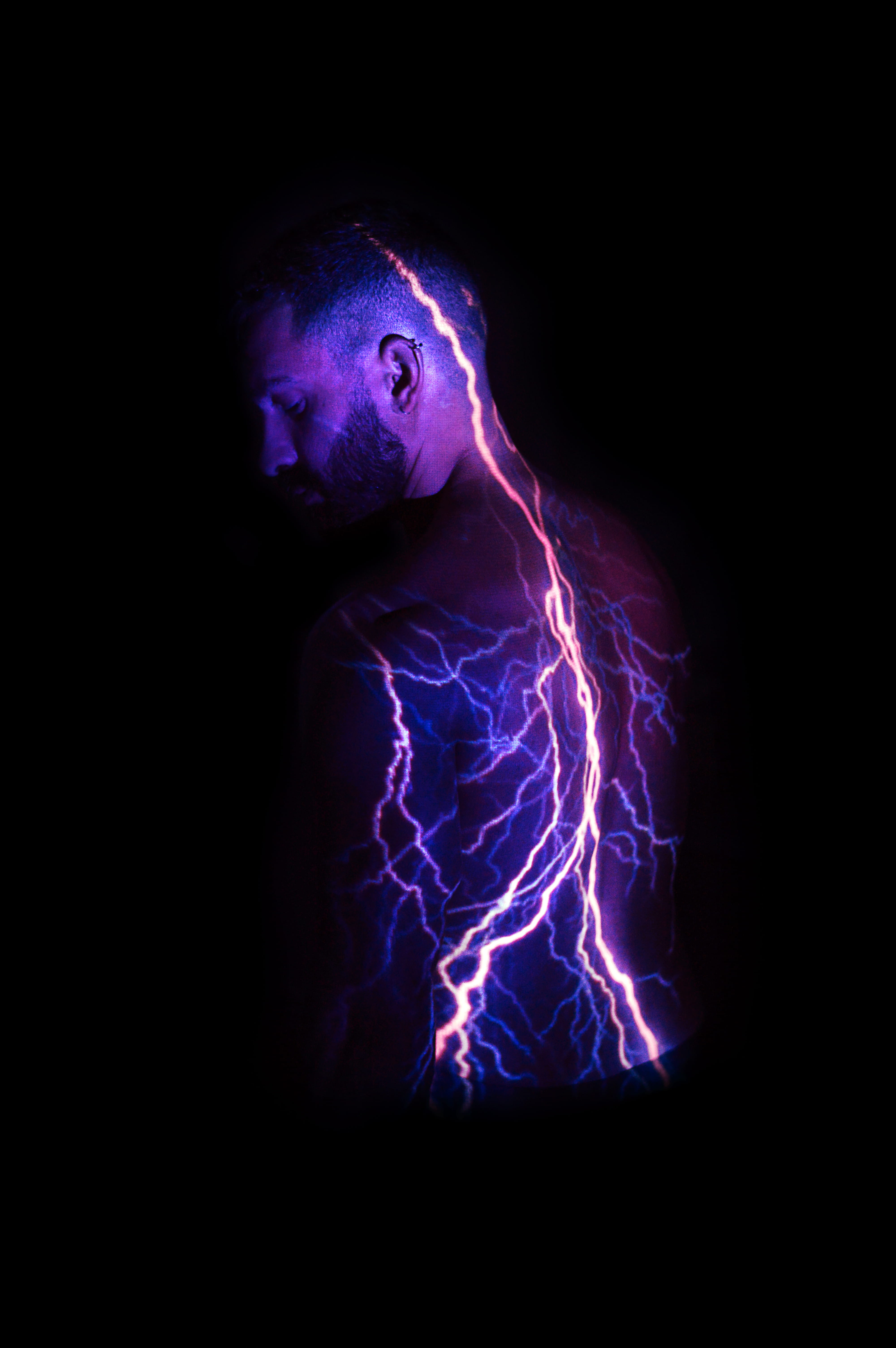 israel, young adult, human body part, blue, art, purple, indoors, edit, light - natural phenomenon, body part, adult, boy, guy, digital composite, thunder, Phone HD Wallpaper
