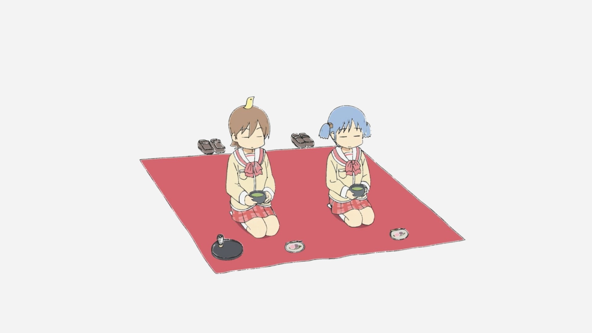 white background, celebration, 1080P, human representation, indoors, travel, Naganohara Mio, Nichijou, copy space, studio shot, red, success, no people, HD Wallpaper