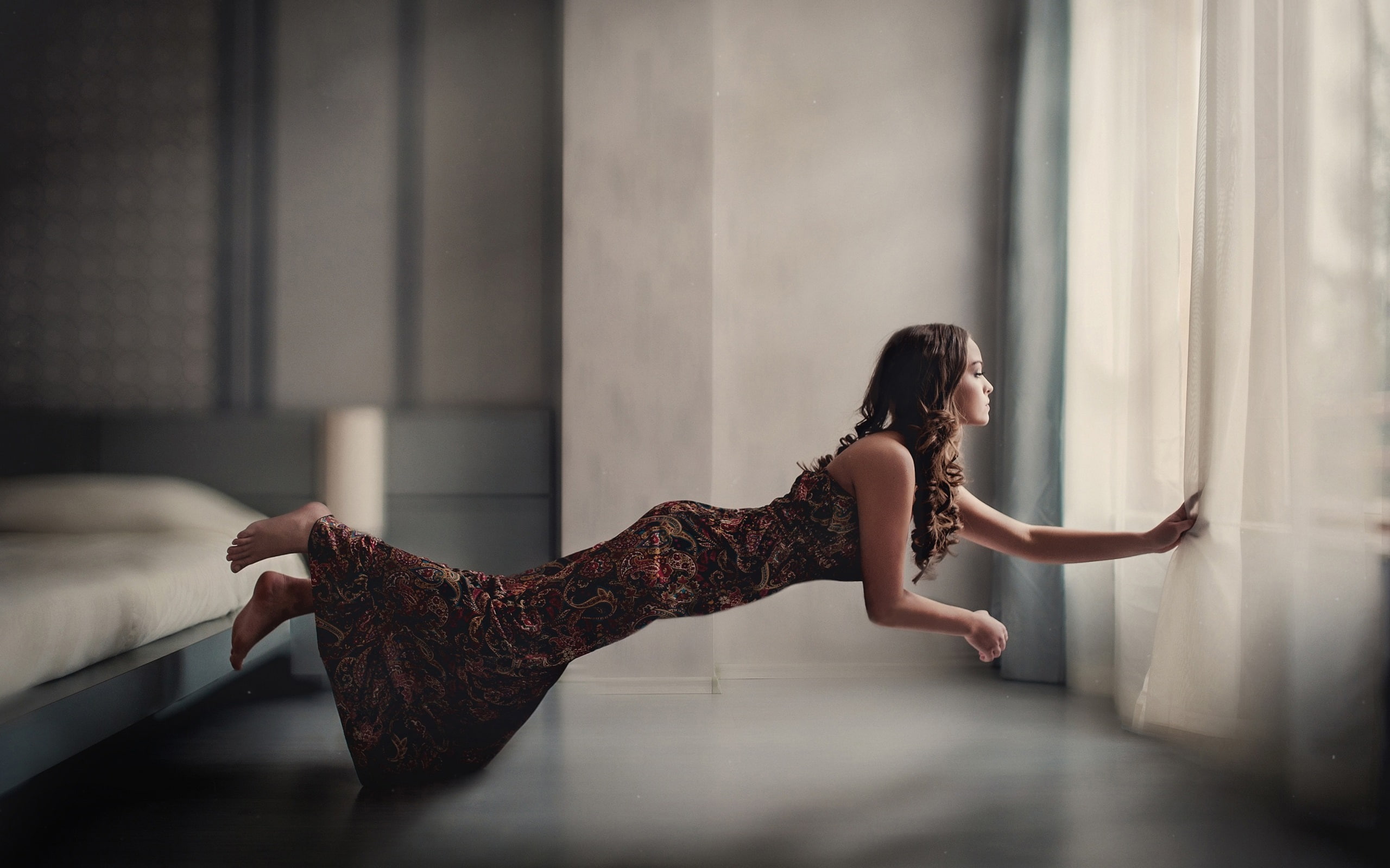 Weightlessness, 2K, Girl, Room, HD Wallpaper