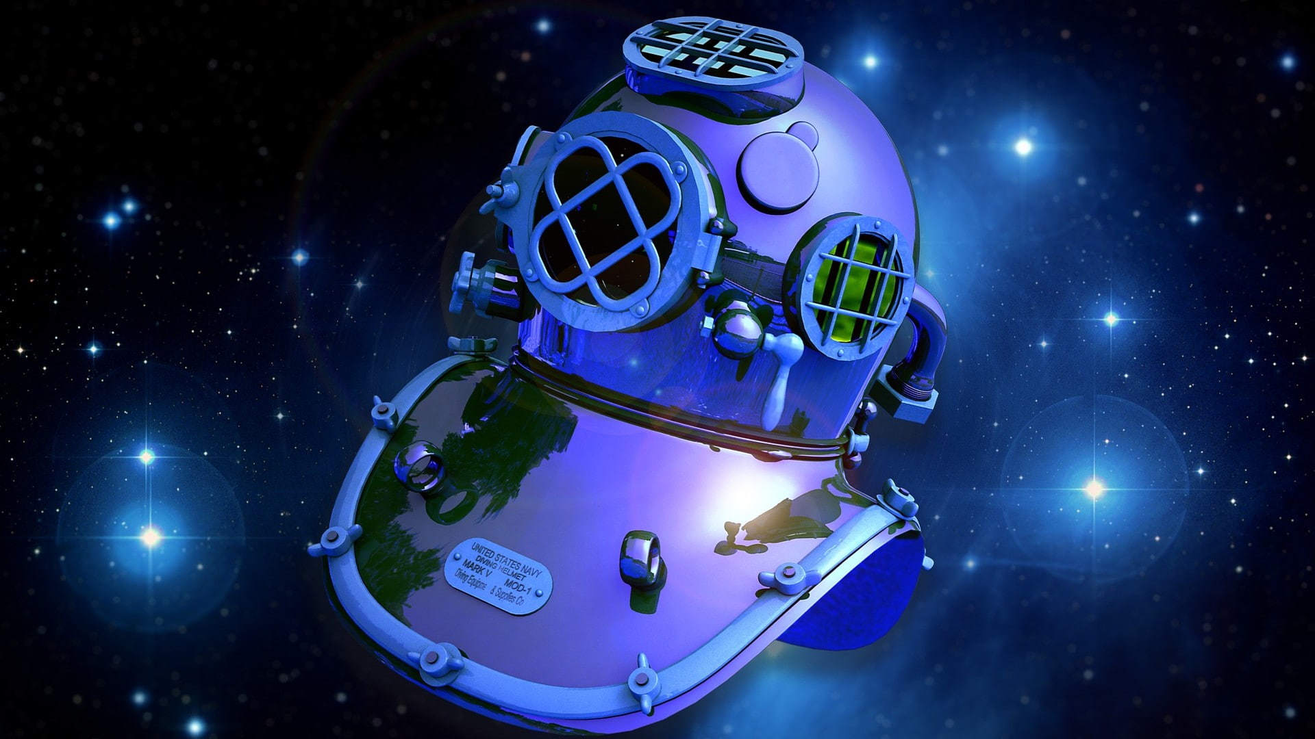 steampunk, astronaut, proterctor, fantasy art, science fiction, weightlessness, scifi, 1080P, space, helmet, HD Wallpaper