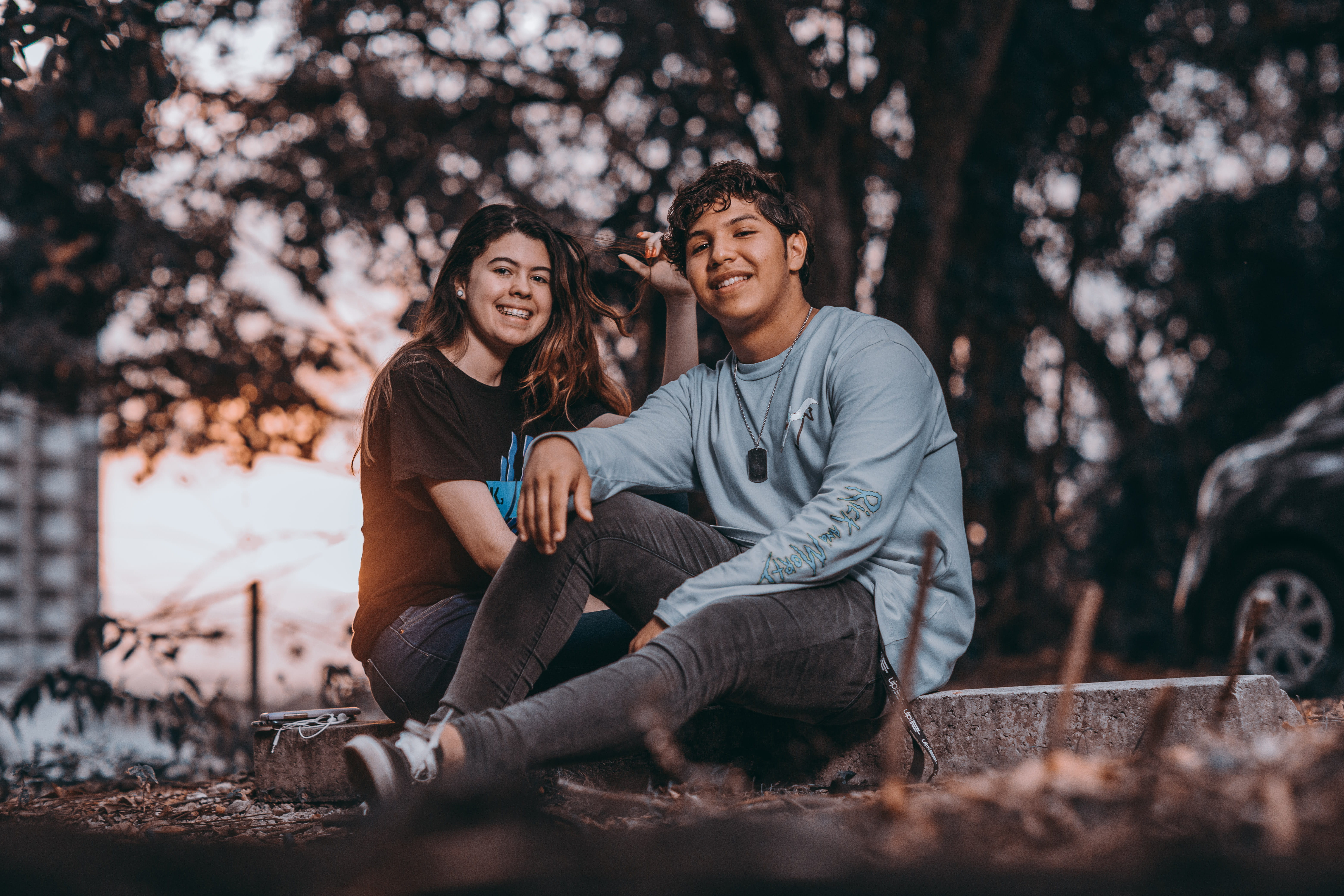 woman, women, love, happiness, emotion, man, boy, together, smiling, adolescence, teens, bonding, two people, tree, young women, portrait, photoshoot, girl, HD Wallpaper