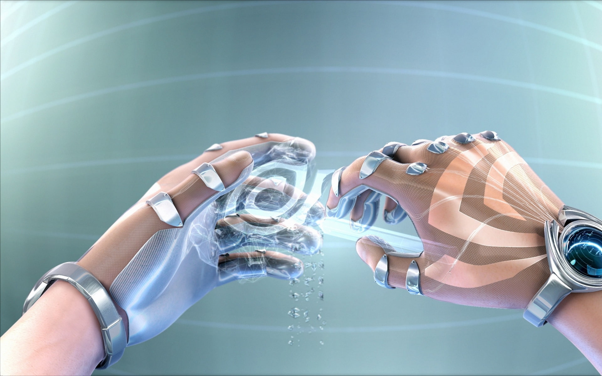 fiction, sculpture, design, Nvidia, art, cyborg, Holographic, robot, science, hands, abstract, Cyborgs, Max, Futuristic, renders, 1080P, 3ds, artwork, HD Wallpaper