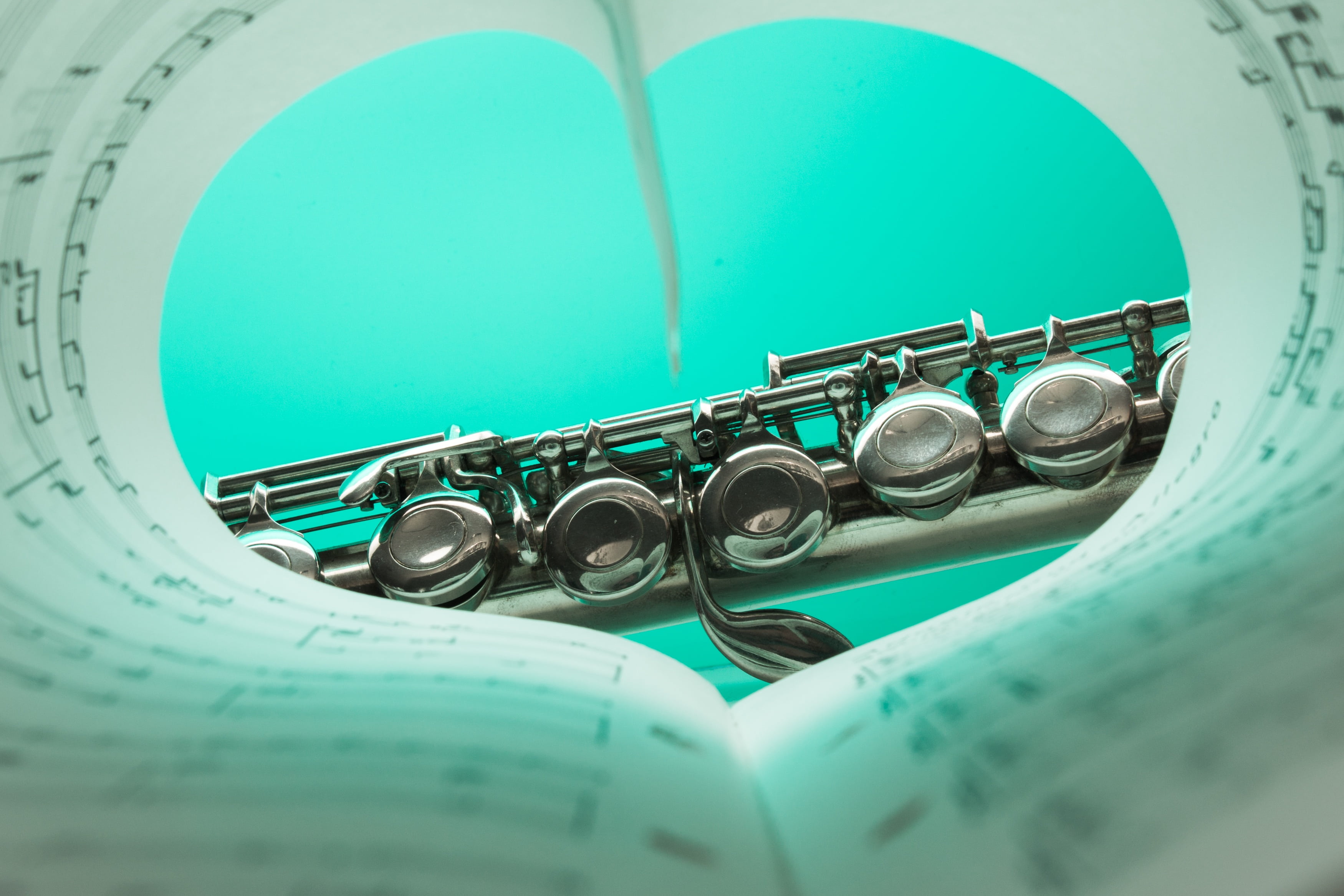 silver plated, musical instrument, no people, selective focus, green color, heart, glasses, classic, paper, table, instrument, flute, 2K, day, metal, music, HD Wallpaper