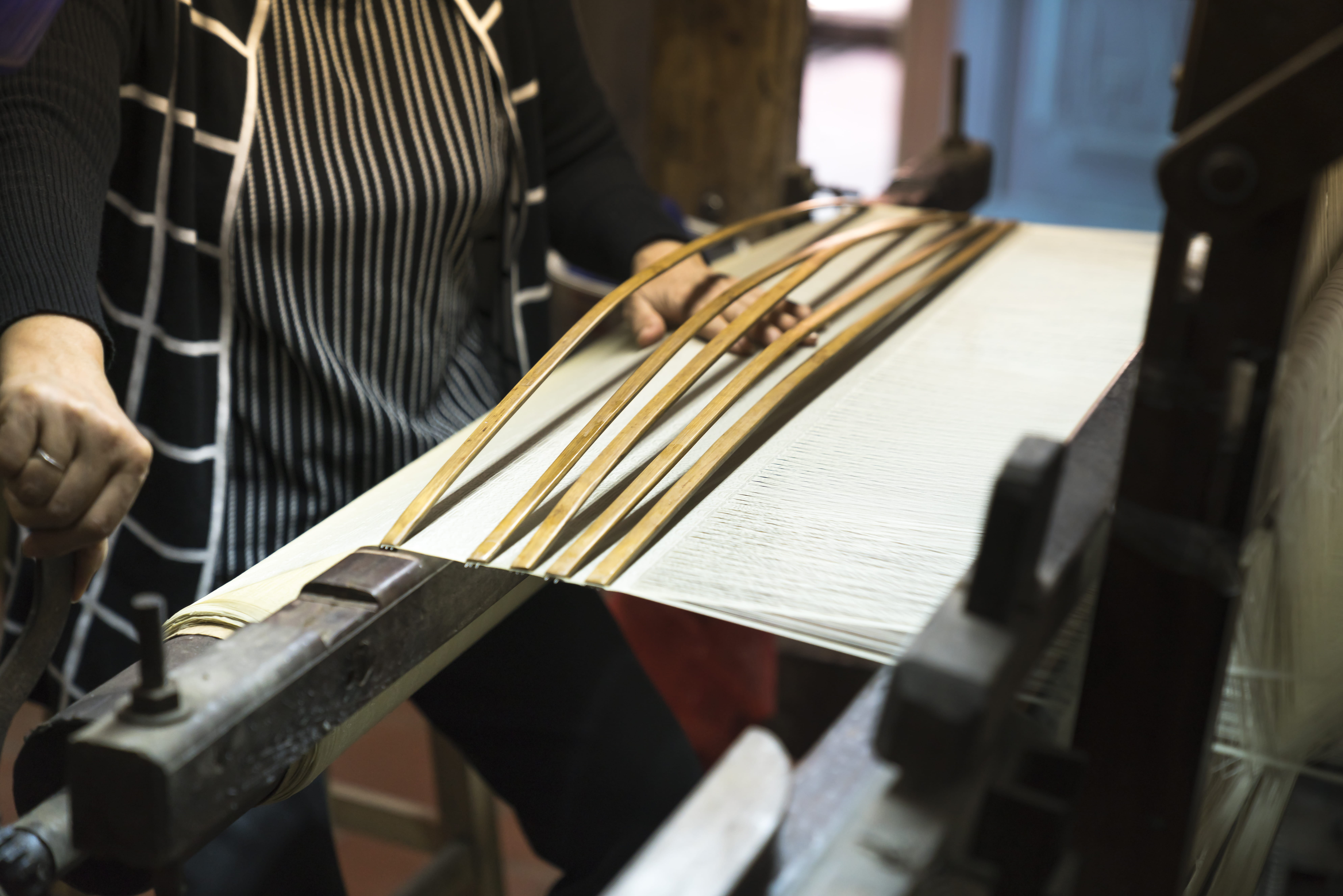 person, brown, wooden, hands, one person, selective focus, occupation, indoors, weaving, 8K, instrument, service, loom, factory, wood, machinery, mat, HD Wallpaper
