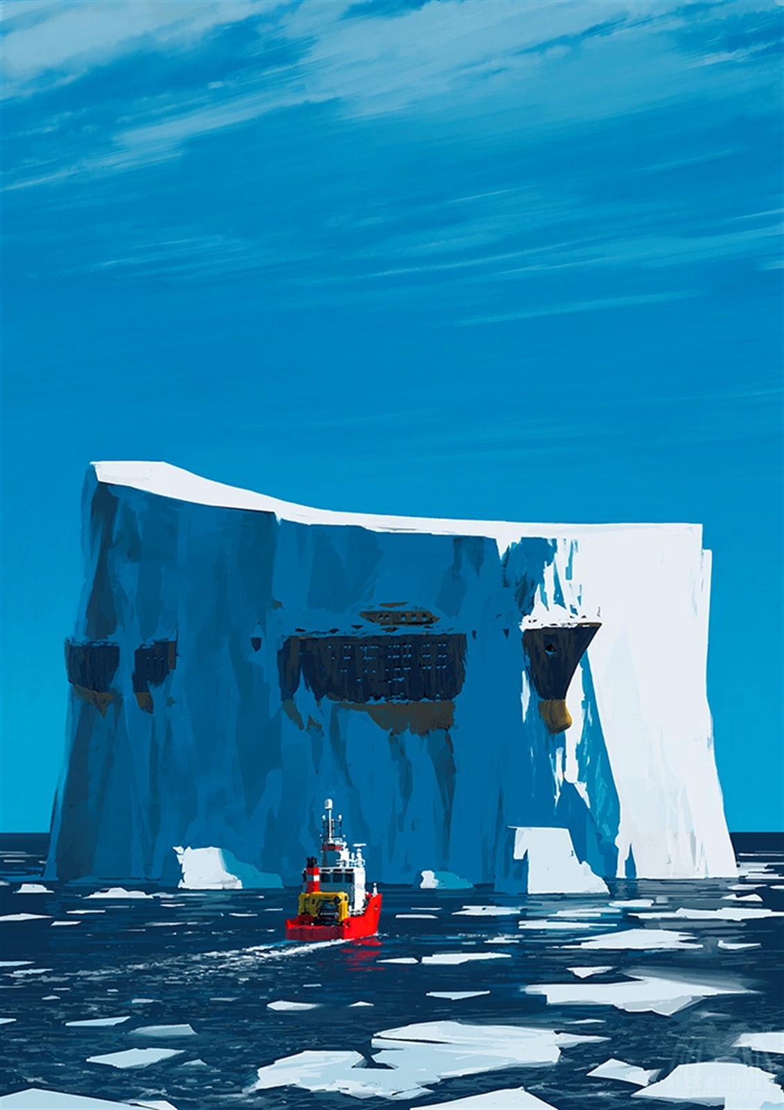 H. P. Lovecraft, container, 720P, surreal, nautical vessel, travel, no people, transportation, cold temperature, water, iceberg, ship, sea, ice, outdoors, Phone HD Wallpaper
