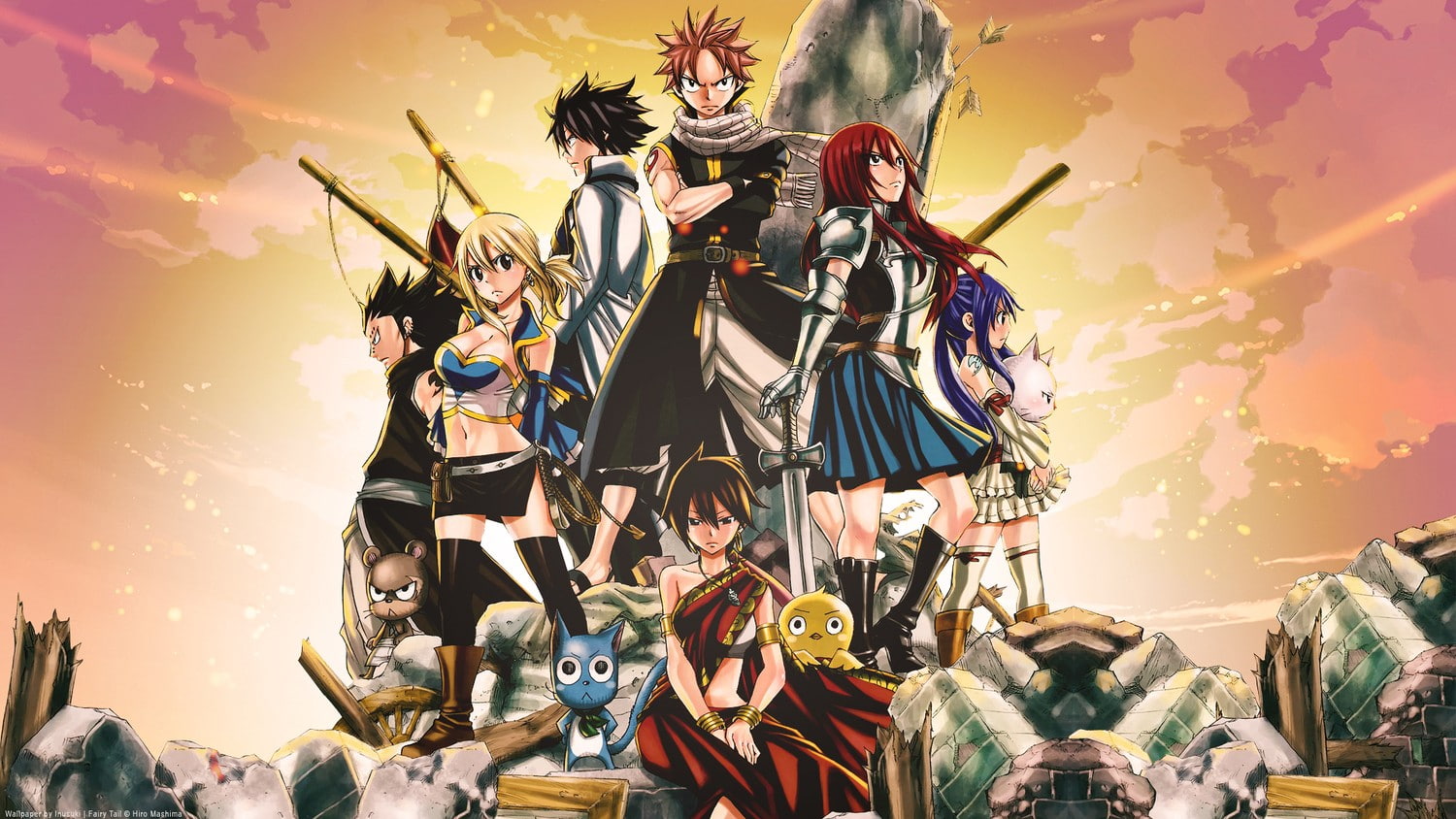 Scarlet Erza, anime girls, 720P, Fairy Tail, Dragneel Natsu, anime, Fullbuster Gray, HD Wallpaper