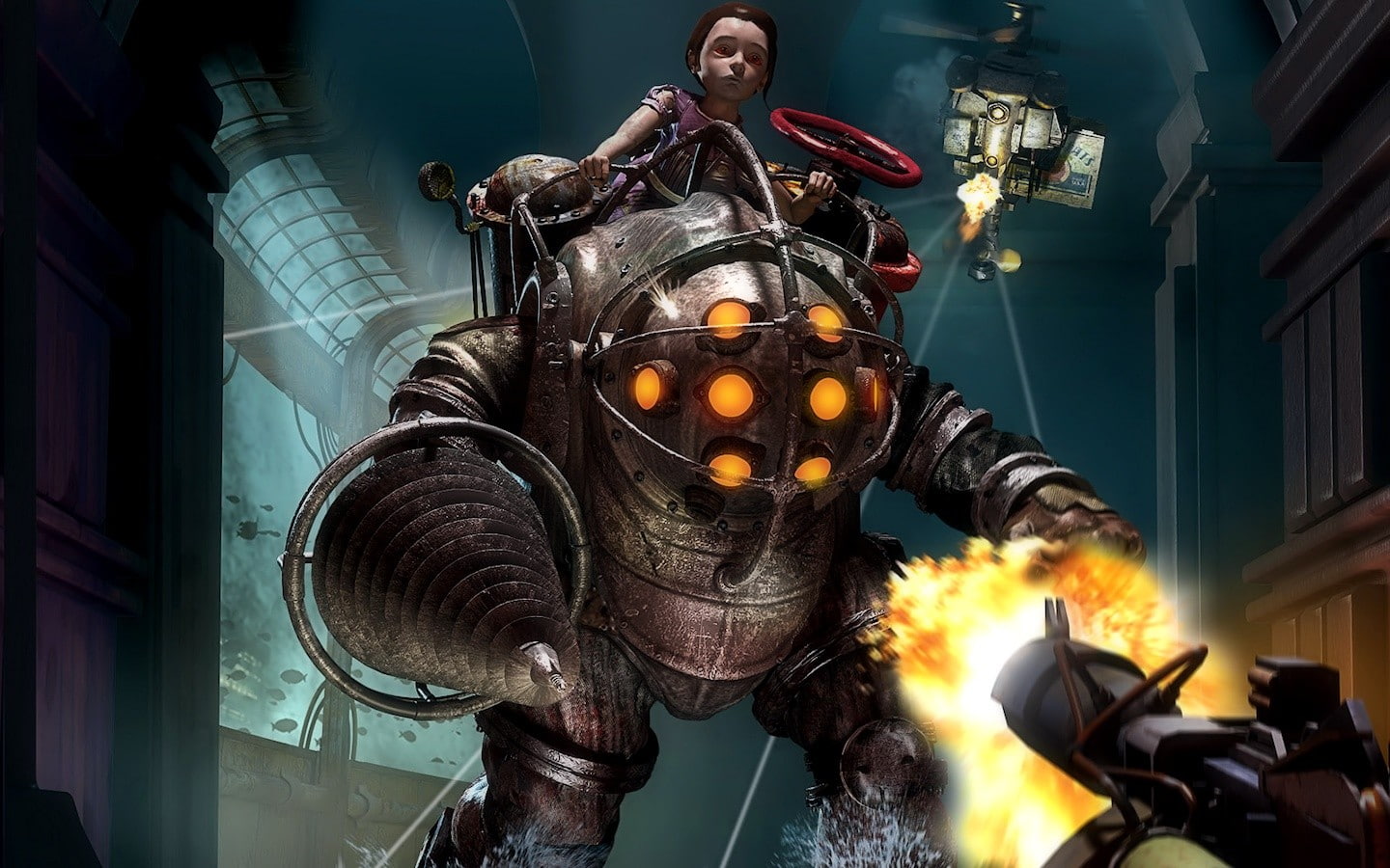 daddy, hd, sister, bioshock, 720P, big, video games, little, HD Wallpaper