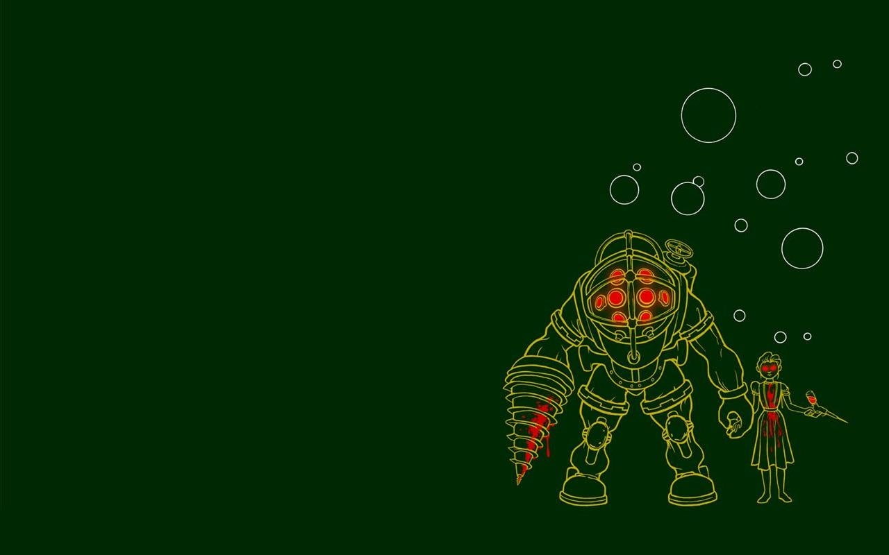 bioshock, sister, video, games, little sister, background, art, little, simple, daddy, 720P, big daddy, big, hd, HD Wallpaper