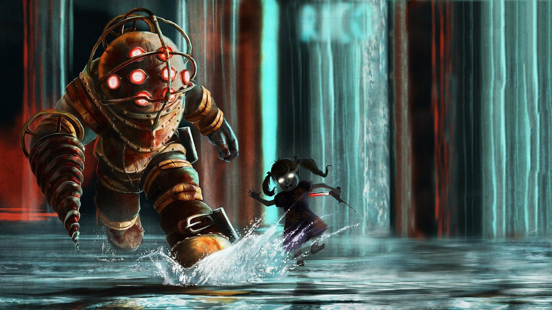 art, hd, bioshock, daddy, big, sister, video, 1080P, games, HD Wallpaper