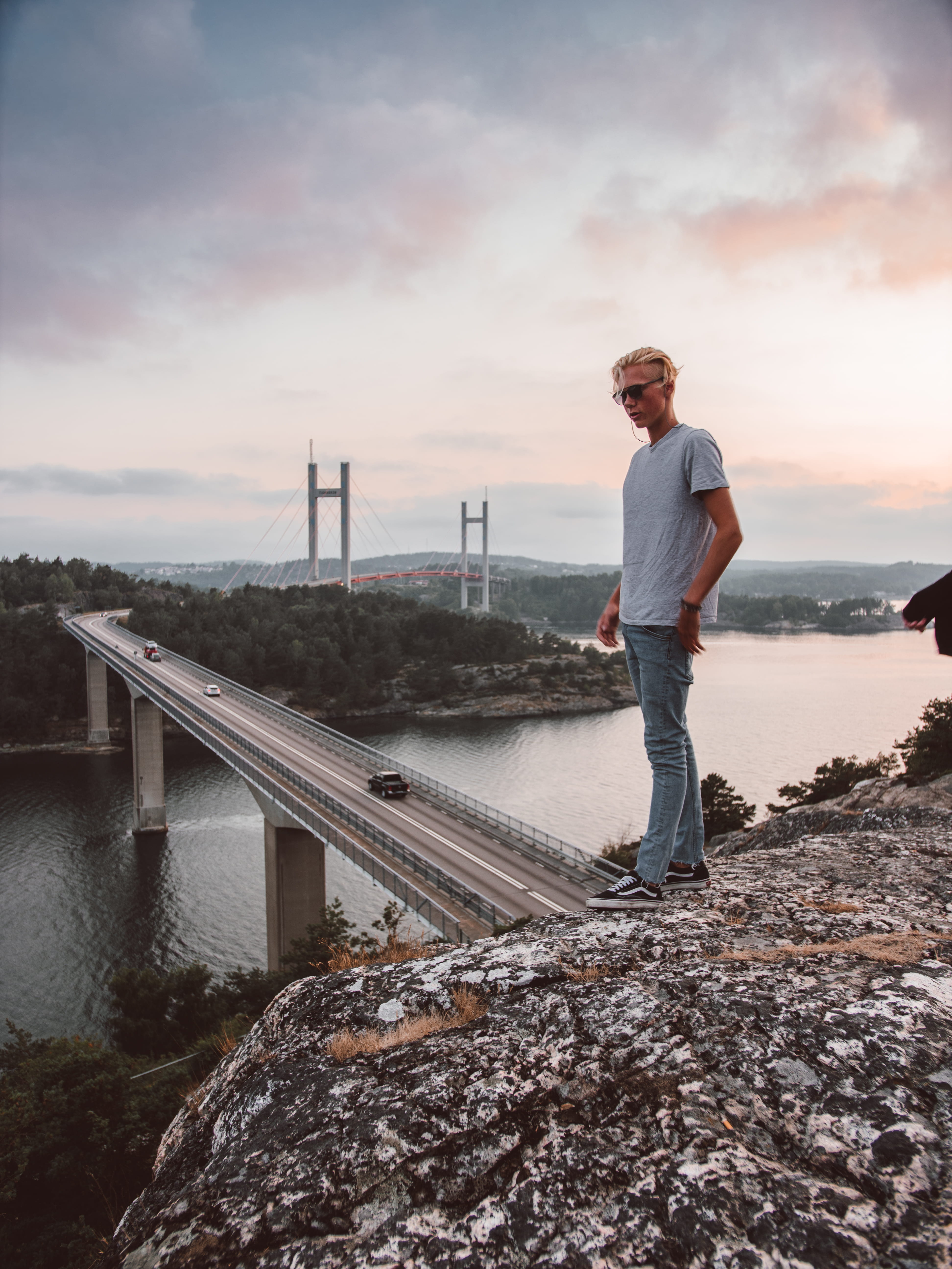 fashion, close-up, streetwear, human, young man, vans, sunset, person, hill, cloud - sky, evening sun, sky, stands, pose, fashionable, man, posing, male, Phone HD Wallpaper