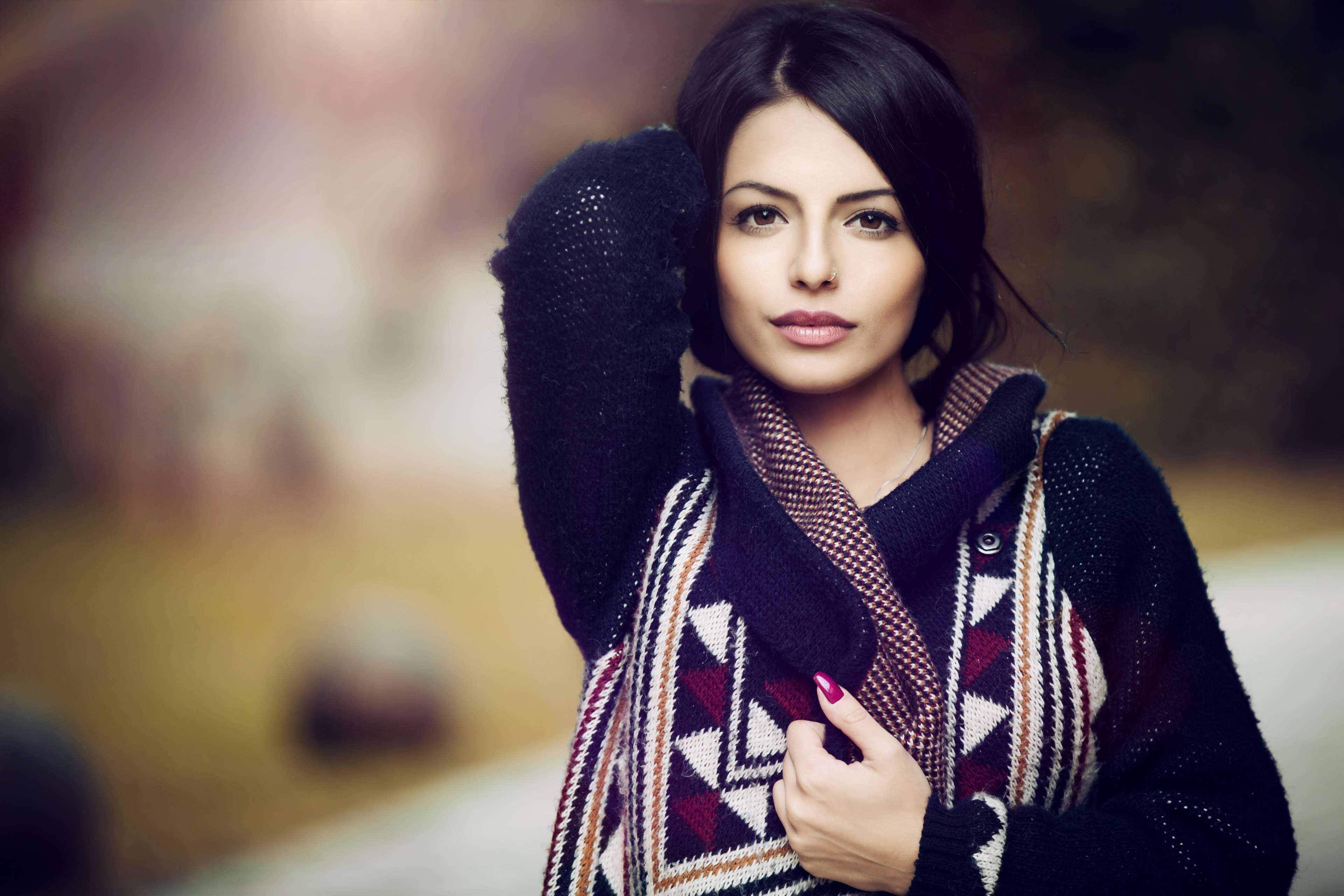 outerwear, beautiful, style, one person, hairstyle, fashionable, looking at camera, adult, pose, front view, warm clothing, beautiful woman, model, attractive, HD Wallpaper