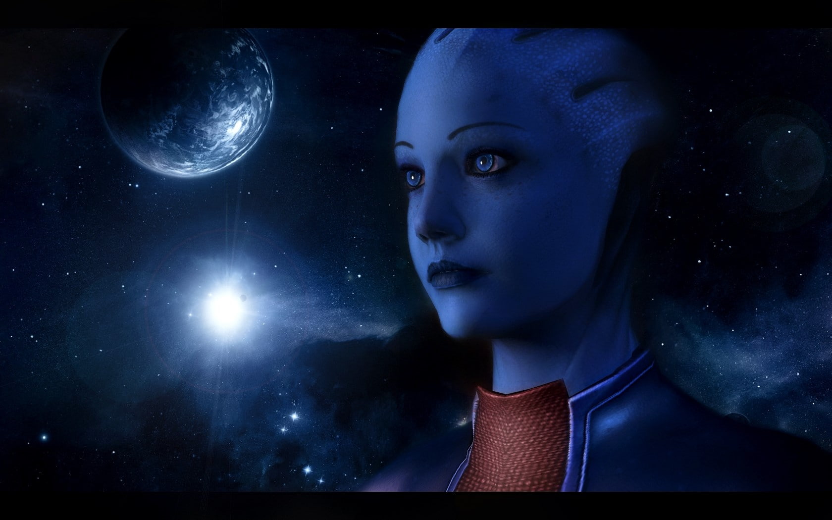 Space, Stars, nature, dark, planet earth, futuristic, planet - space, portrait, full moon, Mass effect, fantasy, moon, Asari, people, space exploration, HD Wallpaper