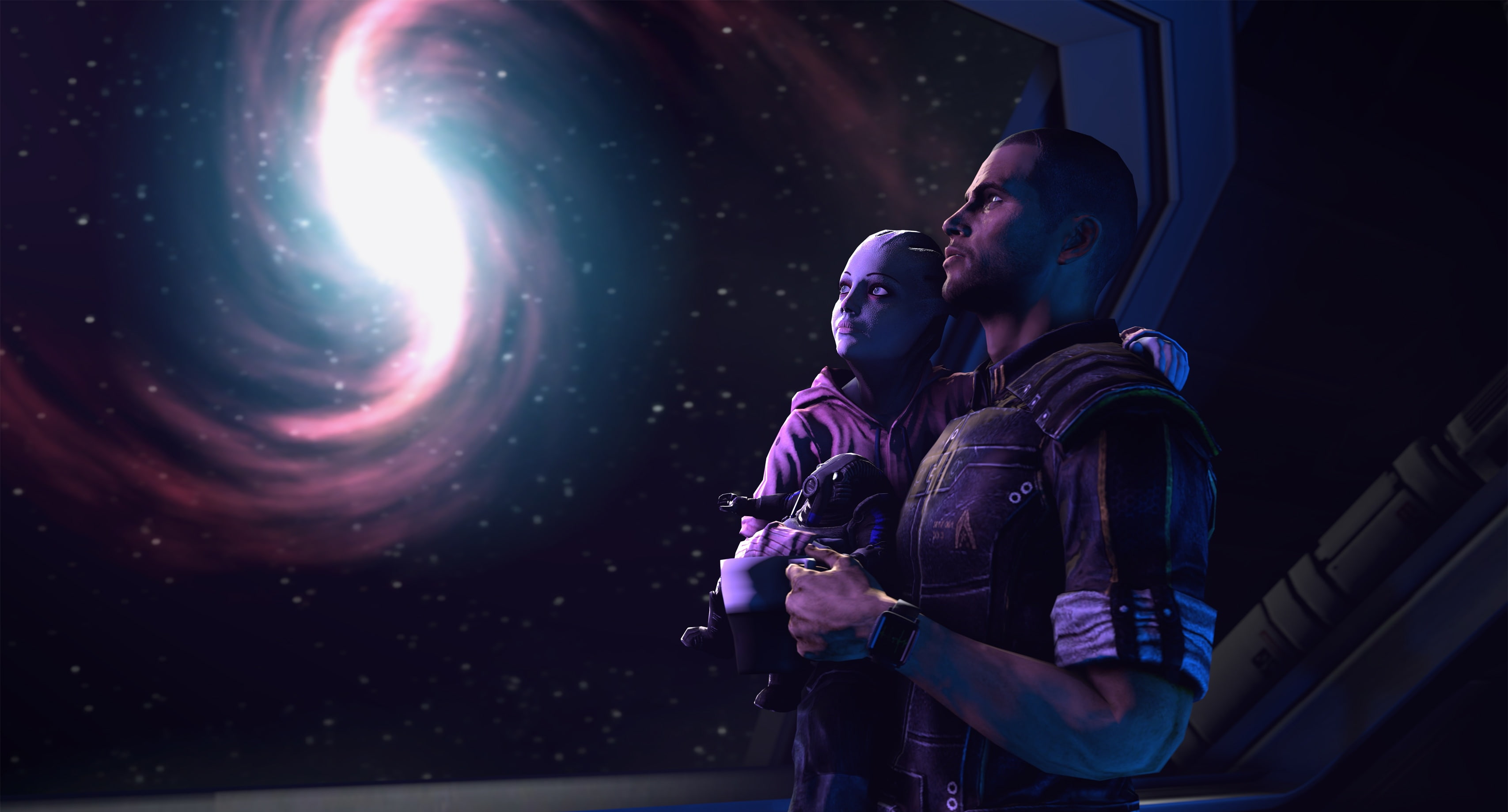 Galaxy, Child, Mass Effect, Asari (Mass Effect), 2K, Commander Shepard, HD Wallpaper