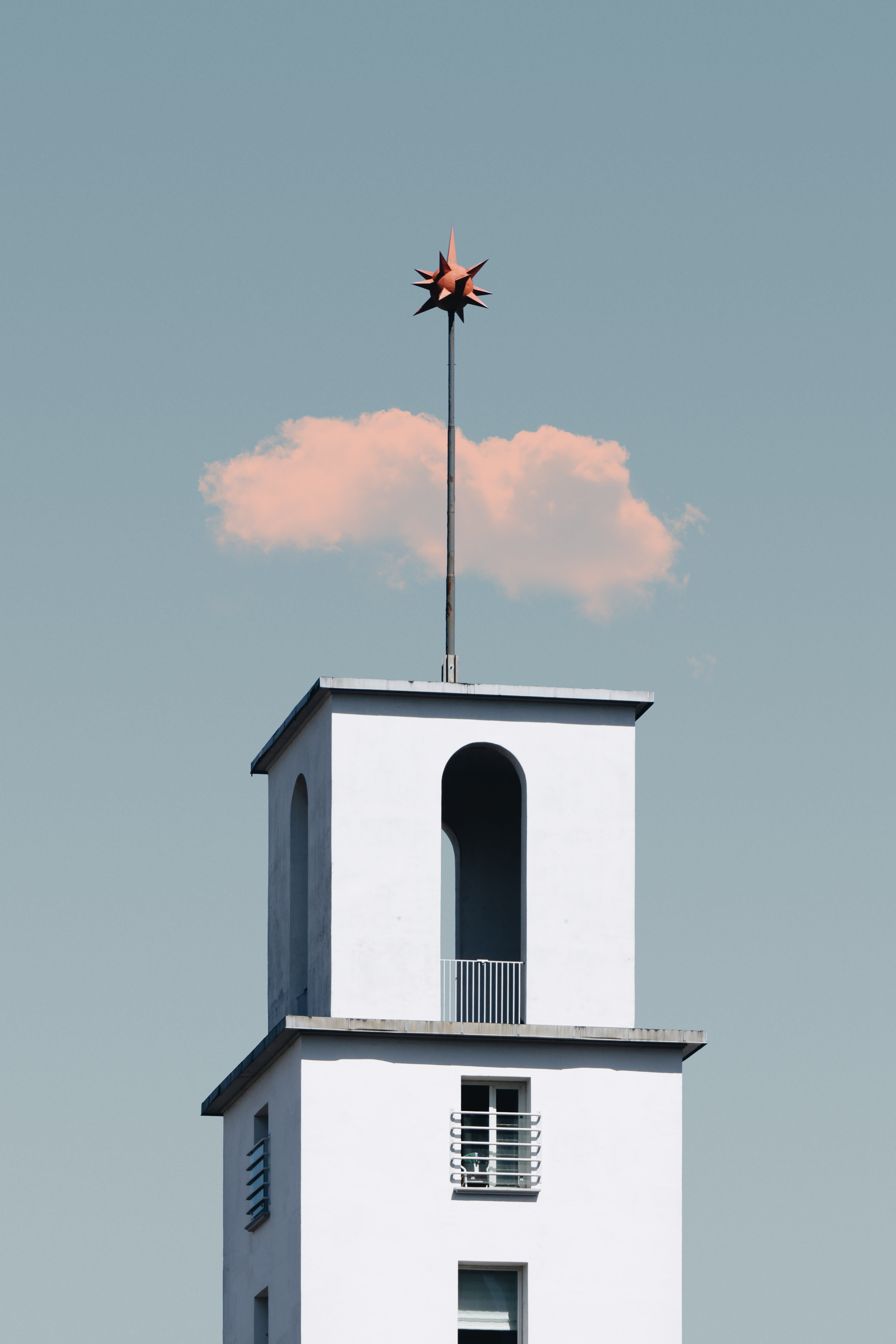 architectural, church, abstract, nature, cross, blue, color, chapel, religion, urban, no People, 5K, like, spike, christianity, star, clean, white, tower, Phone HD Wallpaper