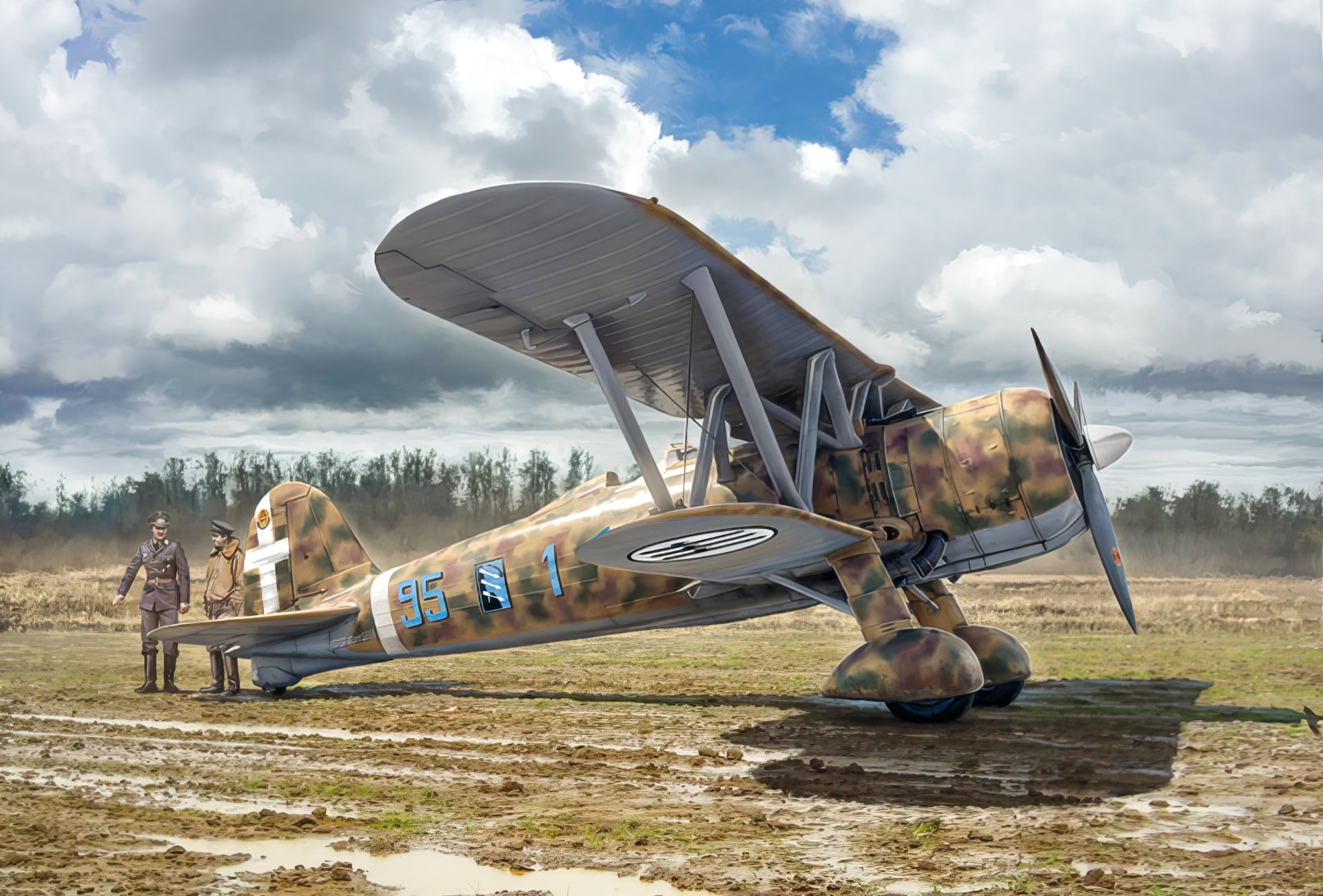 art, ww2, 1080P, war, FIAT CR.42, aviation, airplane, HD Wallpaper