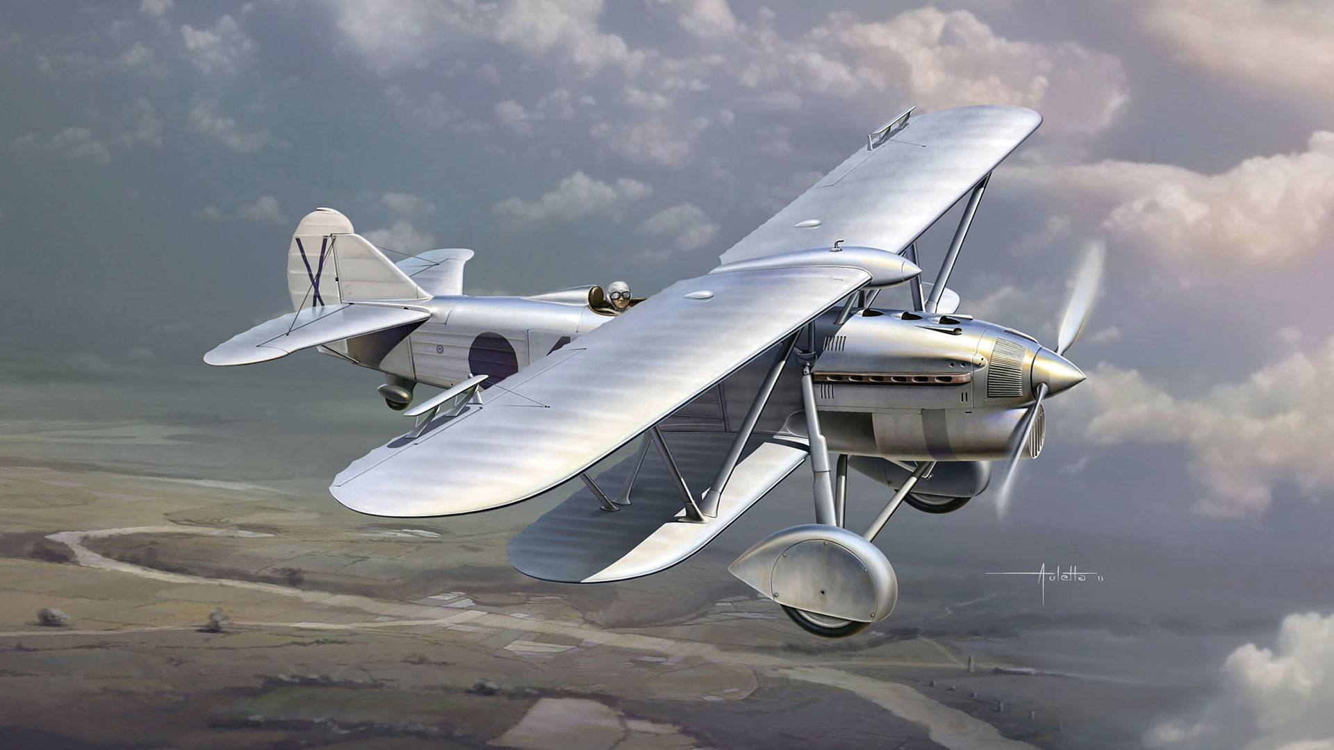 fighter, cabin, CR-32, metal, art, Fiat, weapons, Breda SAFAT, 1080P, 1935., single, open, biplane, Chirri, BBC, aviation, fixed gear, chassis, guns, Italy, HD Wallpaper