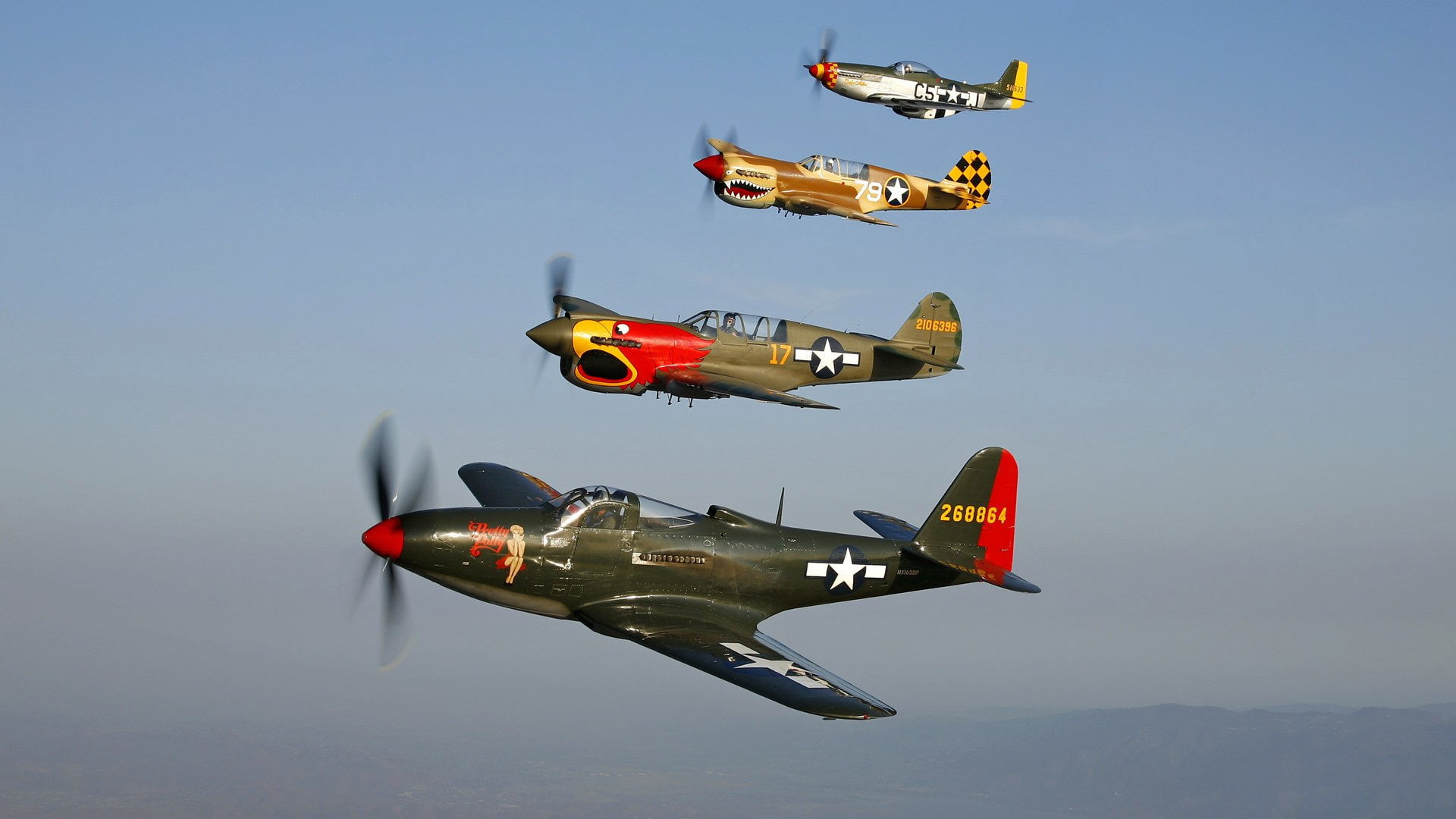 Military Aircrafts, 1080P, North American P-51 Mustang, Curtiss P-40 Warhawk, Aircraft, HD Wallpaper