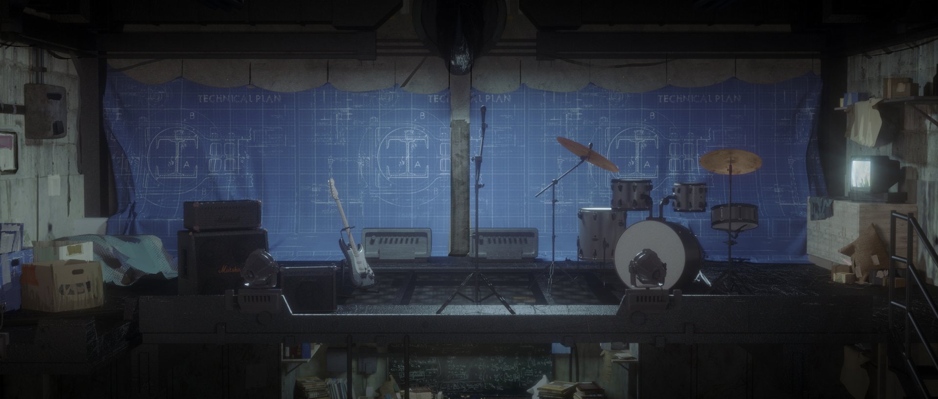 Drums, Guitar, Original, Schematic, Anime, 1080P, HD Wallpaper