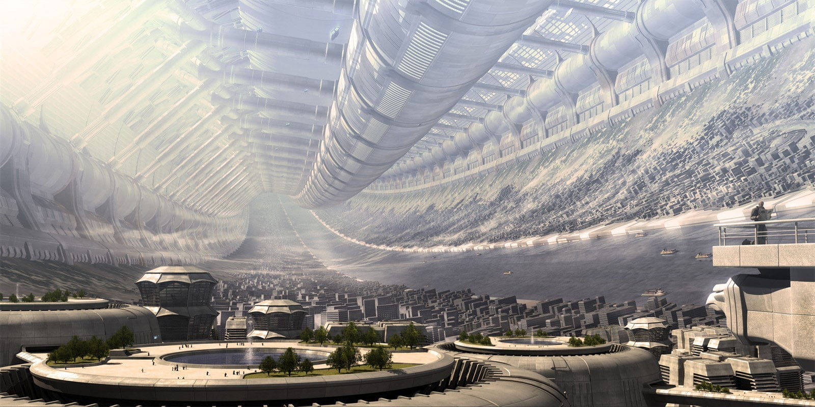 water, day, skyscraper, city, movie, no people, abstract, building, nature, road, high angle view, Stanford torus, Elysium, travel destinations, 720P, HD Wallpaper