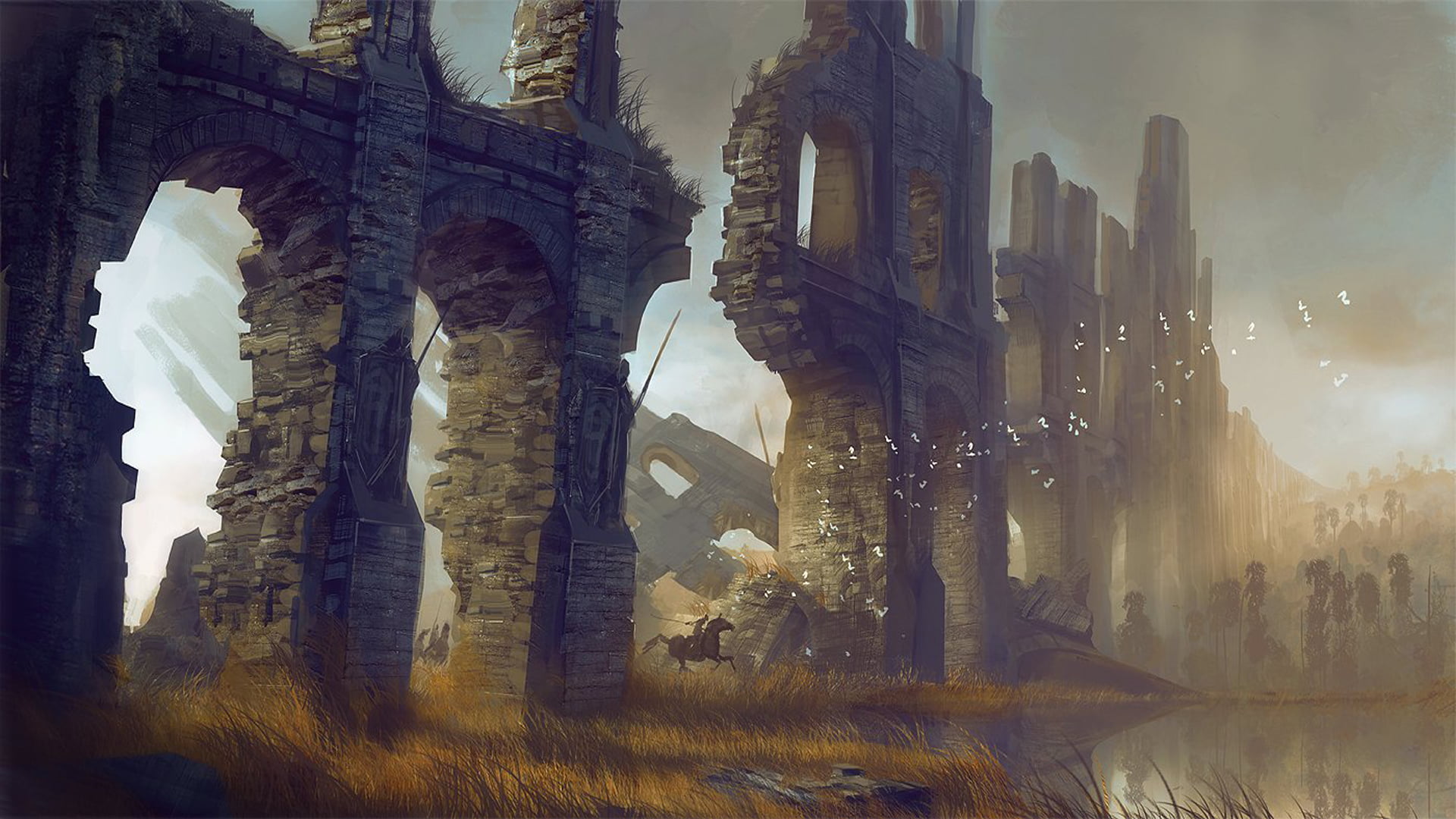 religion, built structure, horse, the past, history, building, riding, office building exterior, 1080P, no people, day, skyscraper, ruined, HD Wallpaper
