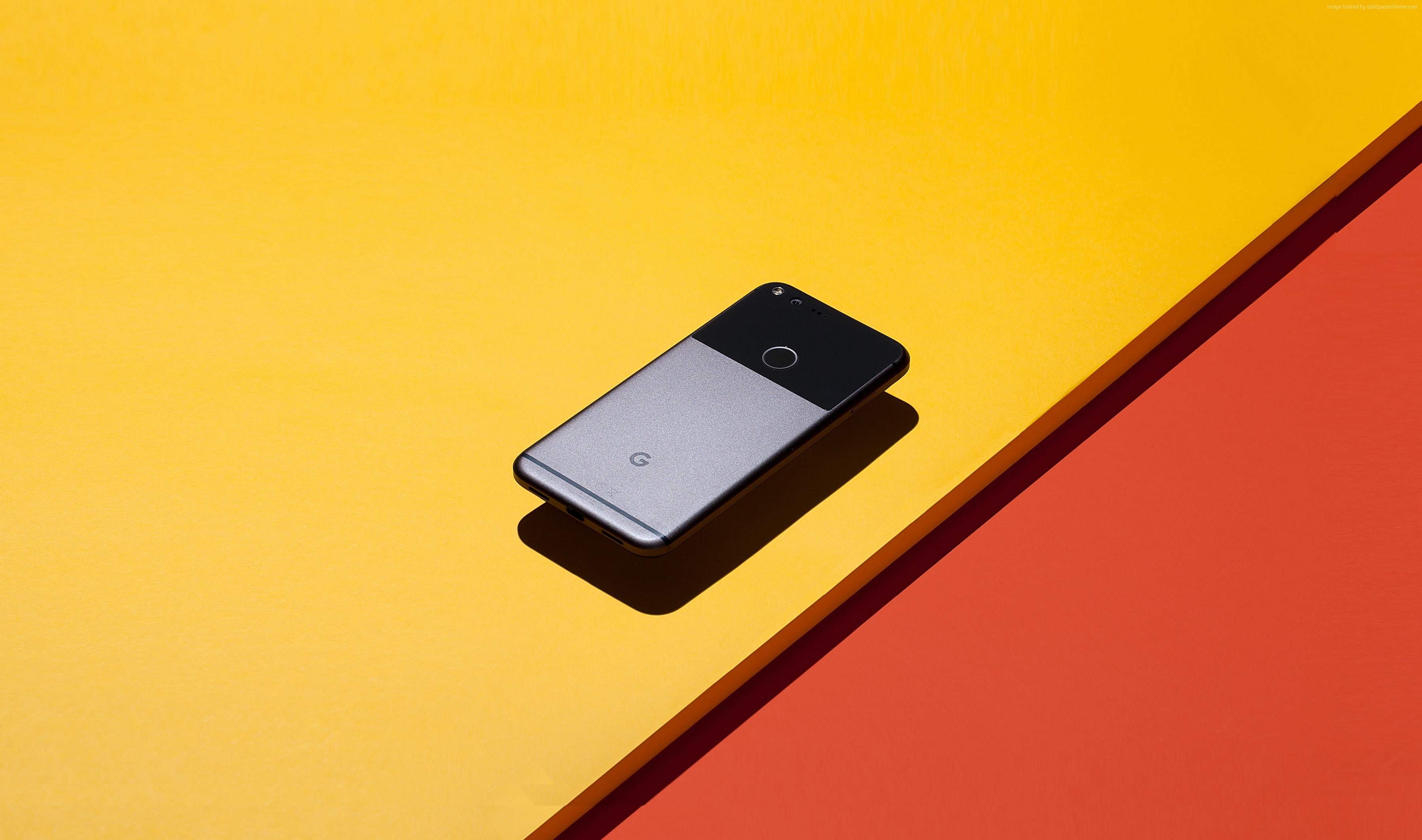 control, best smartphones, communication, yellow background, indoors, electrical equipment, Google Pixel, close-up, 2K, smart phone, black color, day, HD Wallpaper