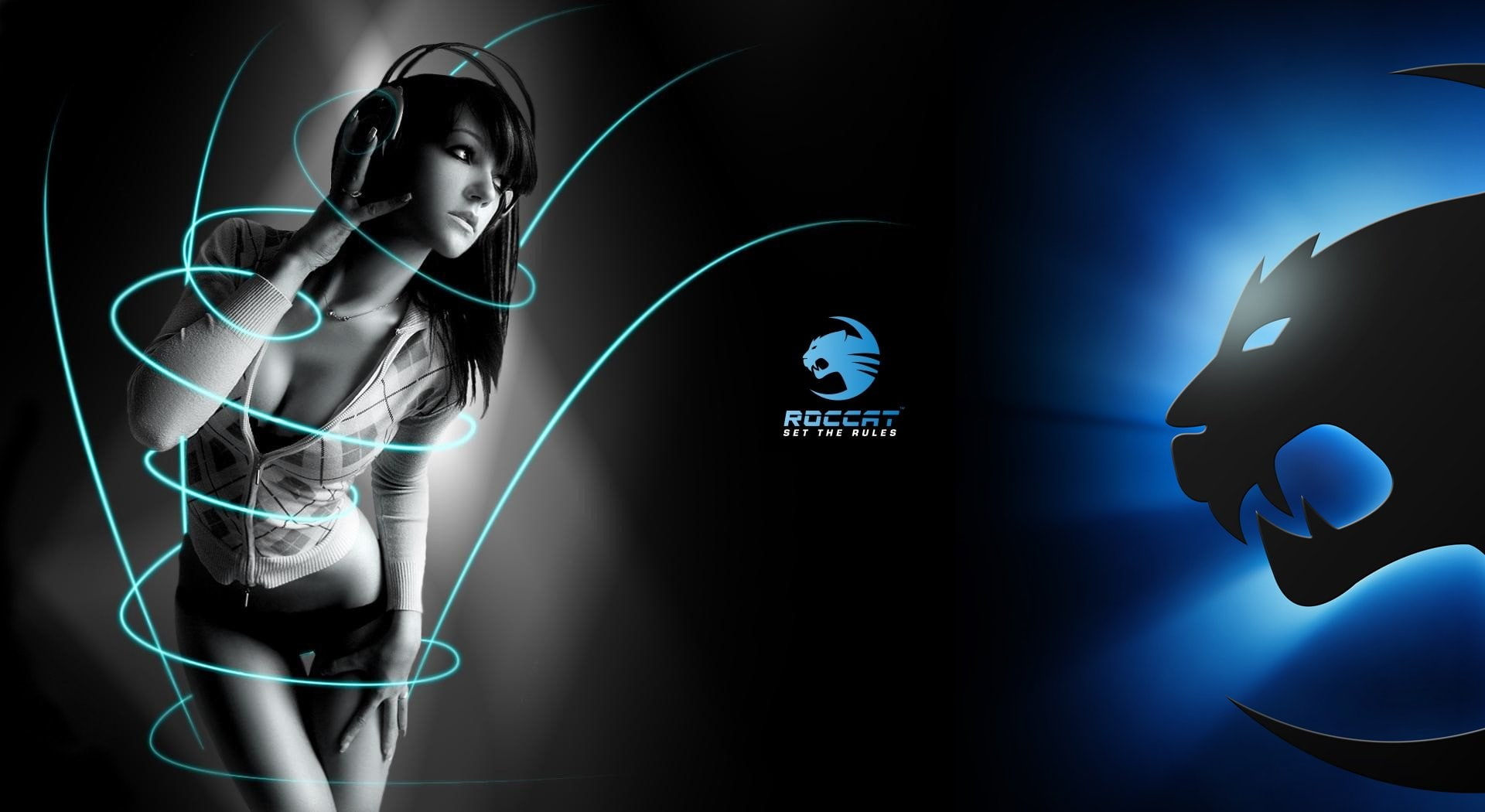 music, headphones, one person, cable, illuminated, technology, digital composite, glowing, 1080P, women, indoors, black background, studio shot, adult, HD Wallpaper
