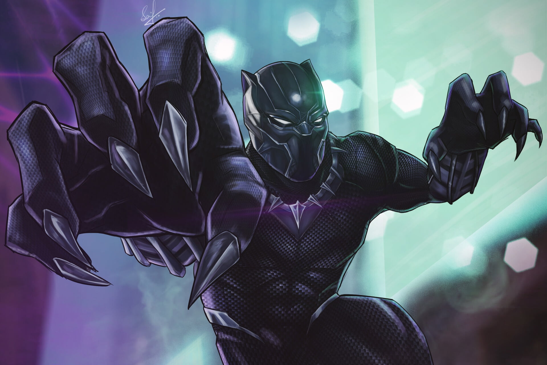 Illustration, Marvel, Costume, Comics, Superhero, Art, Black Panther, Style, Saif Z.K, Characters, Claws, 1080P, HD Wallpaper