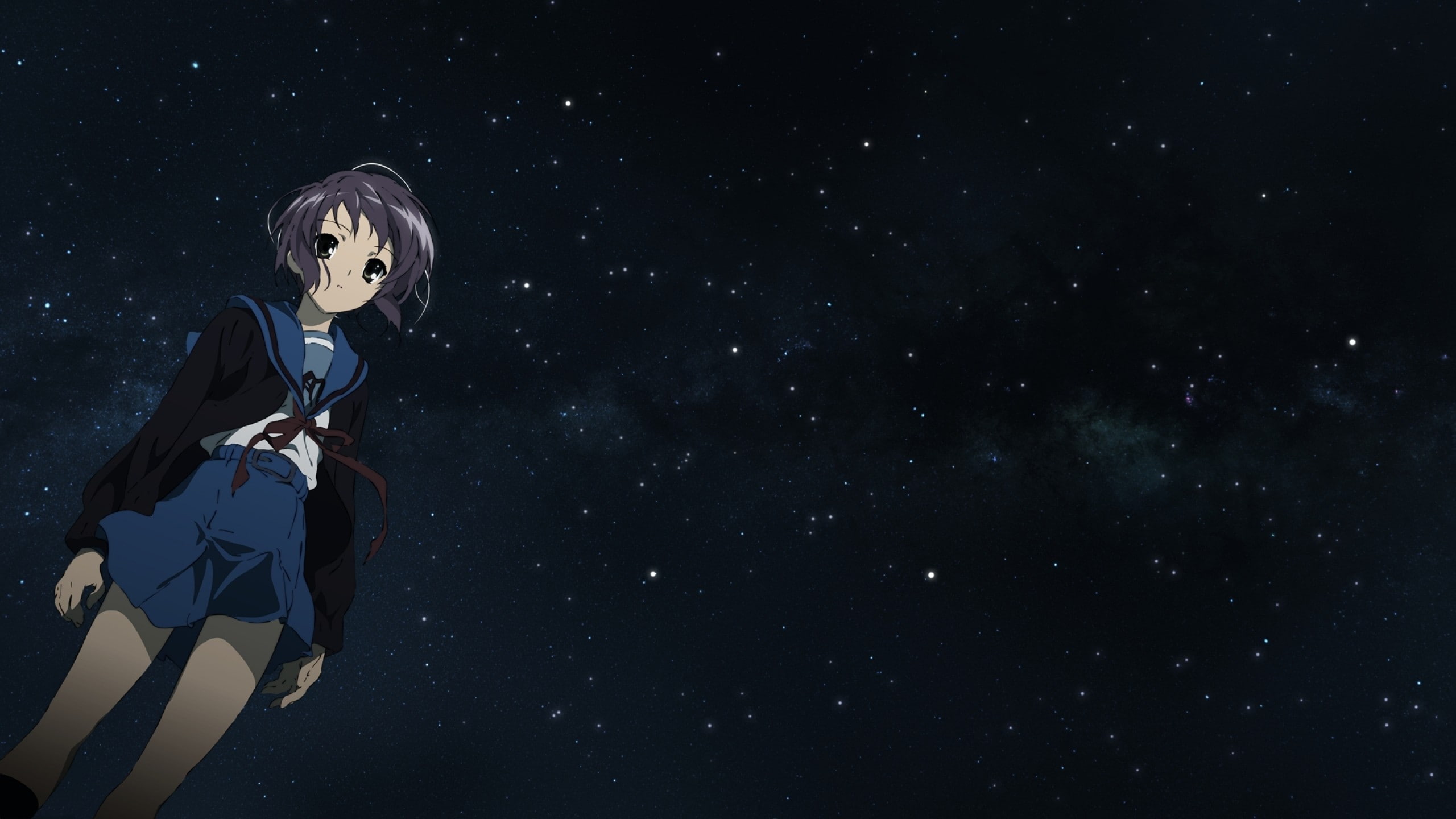 dark, digital composite, sky, real people, star, galaxy, young women, nature, scenics - nature, leisure activity, Nagato Yuki, women, lifestyles, night, HD Wallpaper