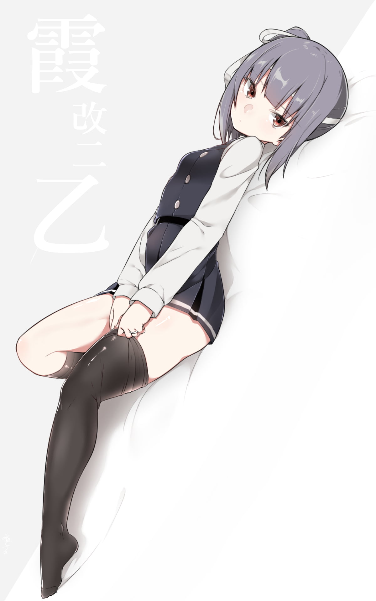 shoe, business person, gray hair, full length, leather, thigh-highs, adult, side view, business, suit, white  background, indoors, one person, Kasumi (KanColle), Phone HD Wallpaper