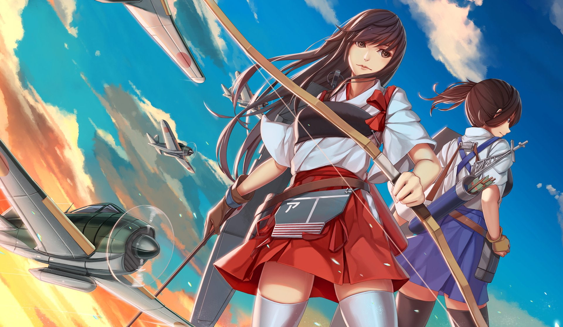 Kantai Collection, Akagi (Kancolle), 1080P, Anime, Kaga (Kancolle), HD Wallpaper