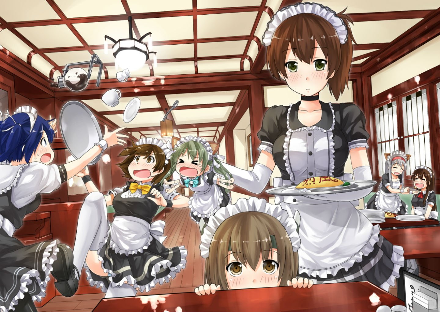 hiryuu, kancolle, 720P, food, blush, akagi, HD Wallpaper
