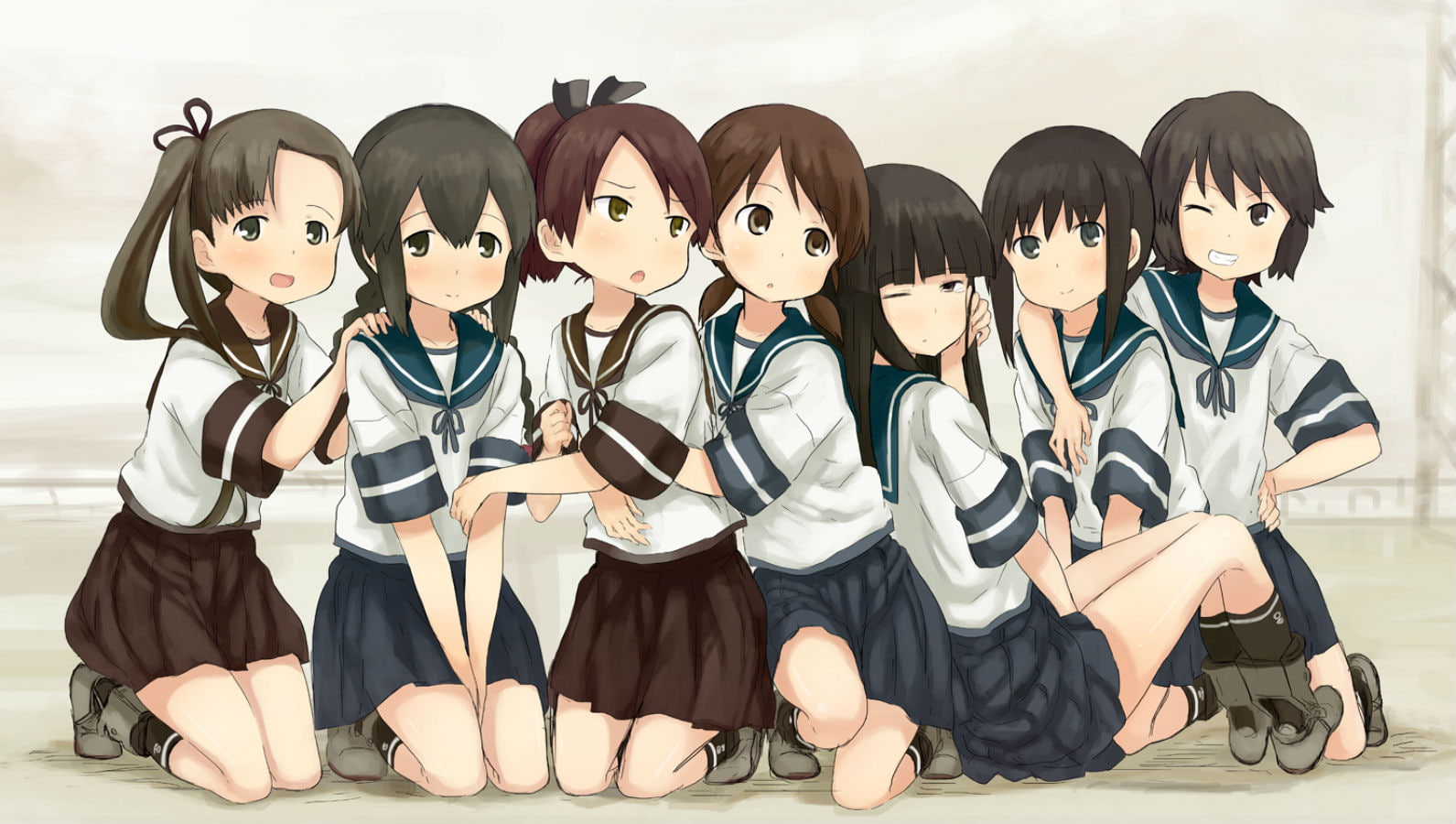 ayanami, hatsuyuki, kantai, fubuki, isonami, miyuki, kancolle, collection, 720P, abe, kanari, seifuku, HD Wallpaper