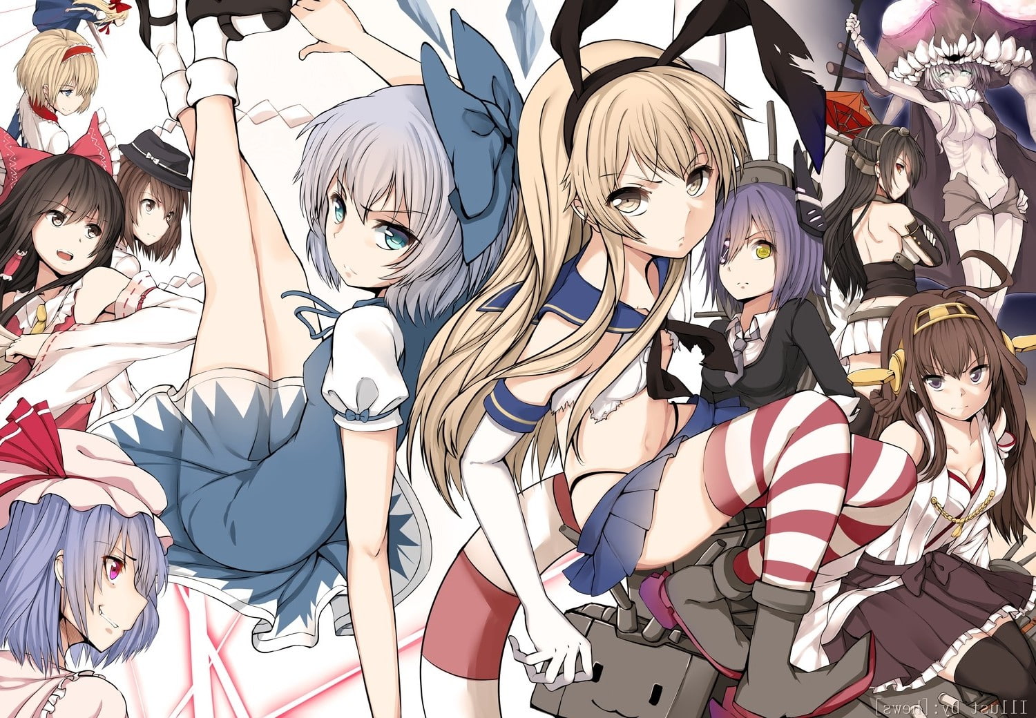 multi colored, Kantai Collection, retail, Usami Renko, hairstyle, variation, still life, Remilia Scarlet, no people, Hakurei Reimu, full frame, Wo Class Aircraft Carrier, HD Wallpaper