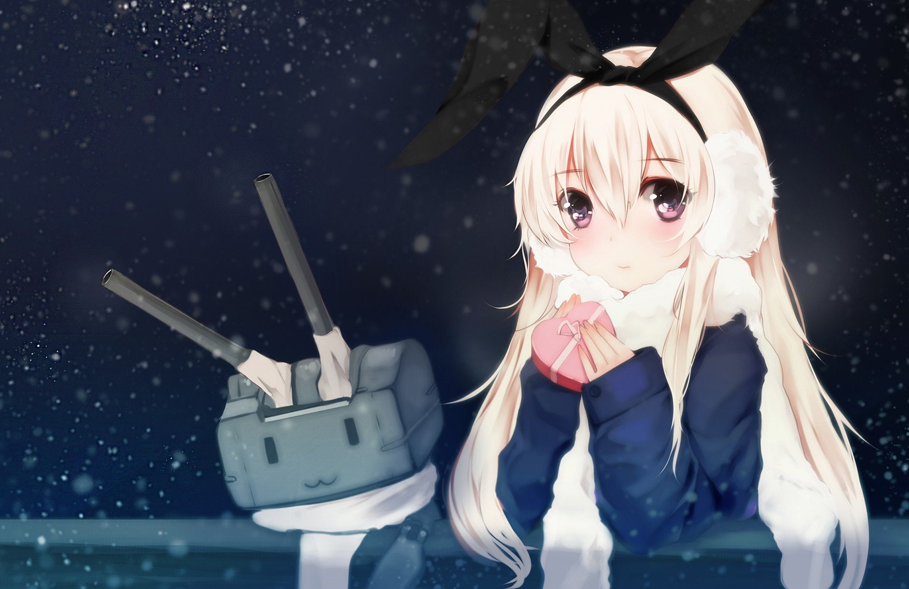valentine, anime, Kantai Collection, Long Hair, Blonde, 720P, Anime Girls, Rensouhou, Shimakaze (Kancolle), snow, chan, HD Wallpaper