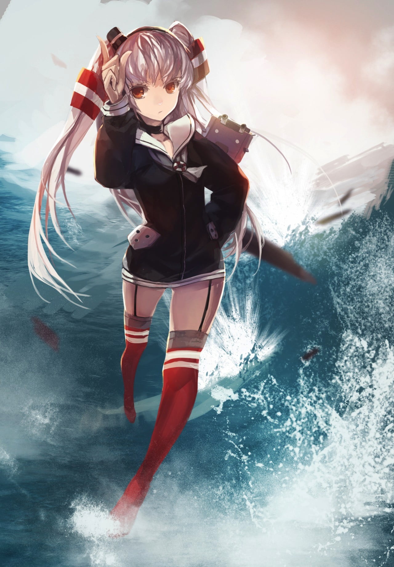 pink, ice, Amatsukaze (Kancolle), females, sport, woman, sunlight, offspring, girls, women, childhood, outdoors, child, illustration, haired, day, front view, Phone HD Wallpaper