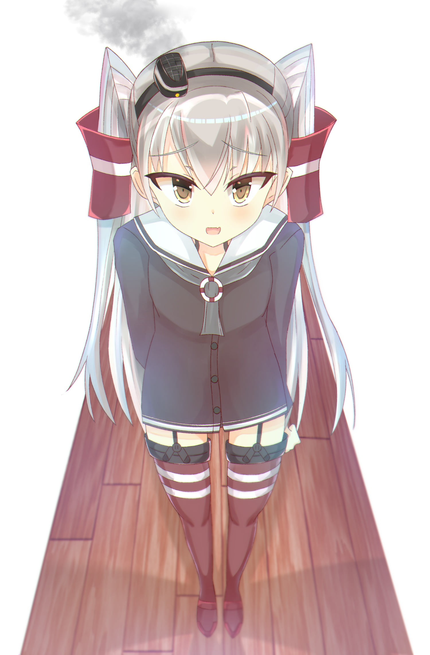 transparent, cut out, single object, white background, Kantai Collection, Amatsukaze (Kancolle), metal, long hair, silver colored, success, shiny, 1080P, Phone HD Wallpaper
