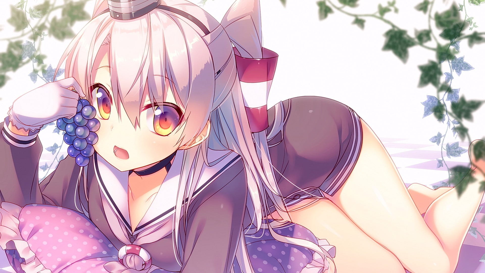 white background, anime, 1080P, anime girls, Amatsukaze (Kancolle), Kantai Collection, long hair, blonde, HD Wallpaper