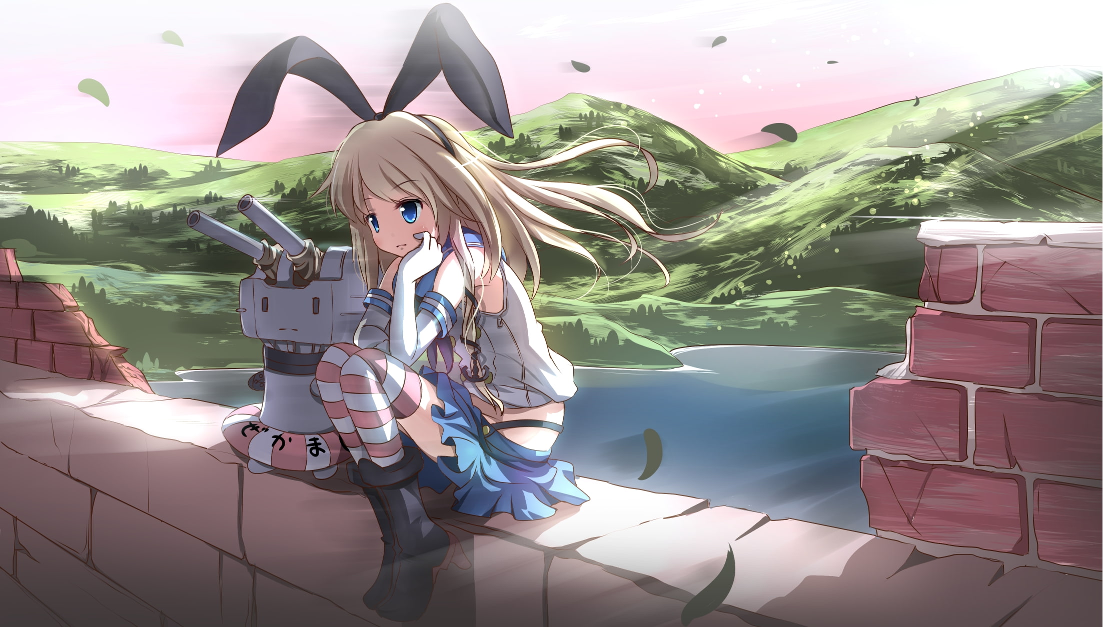 long, leisure activity, boots, skirt, hair, one person, real people, beauty, long hair, casual clothing, kancolle, hairstyle, eyes, elbow, shimakaze, blond hair, HD Wallpaper