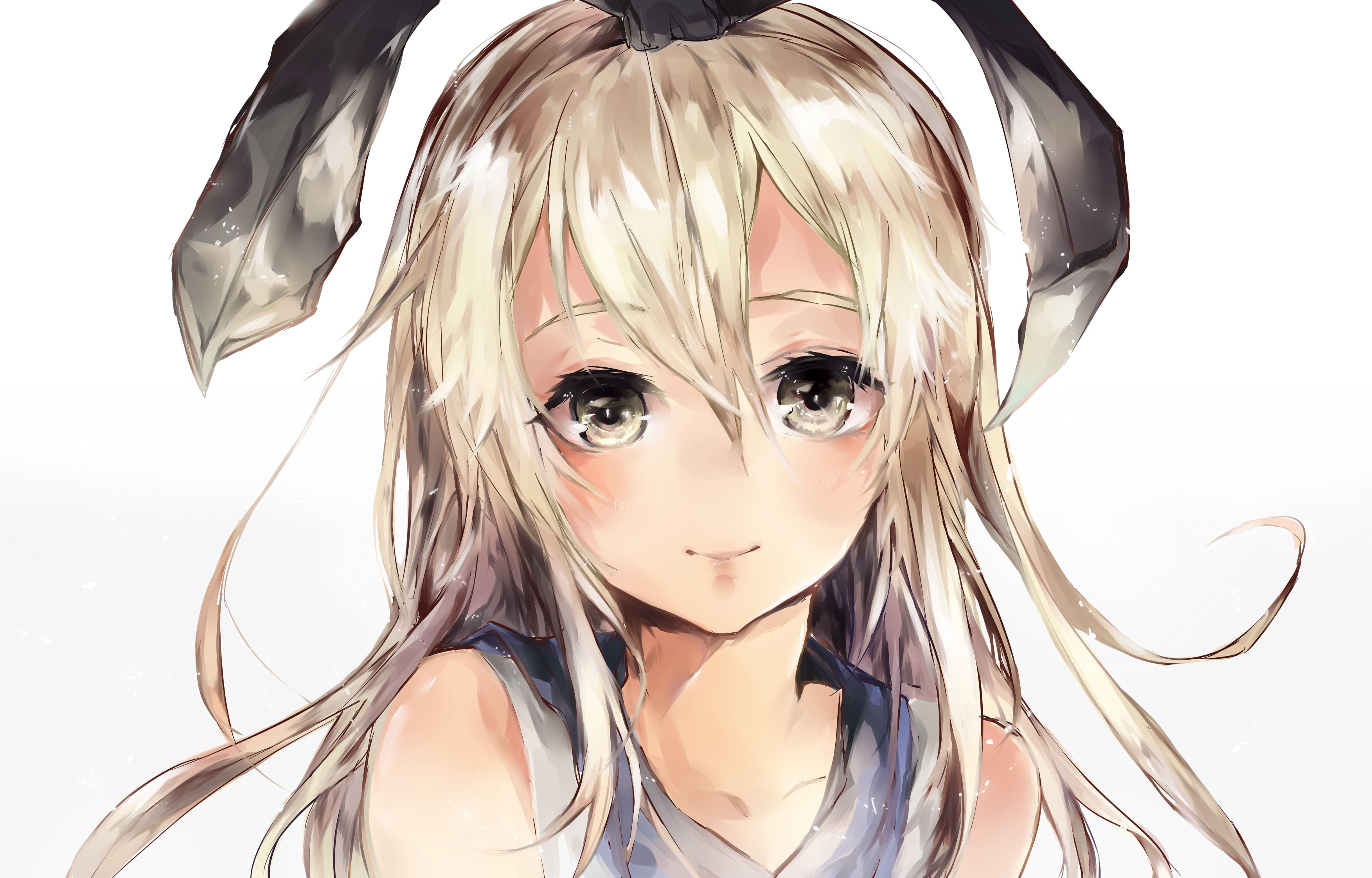 hair, 2K, close, shimakaze, kancolle, kantai, yellow, blonde, collection, eyes, ling6927, HD Wallpaper