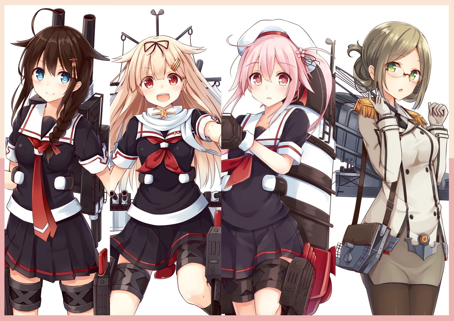 katori, anime, anime girls, 720P, kancolle, shigure, girls, harusame, yuudachi, 1517x1074, HD Wallpaper