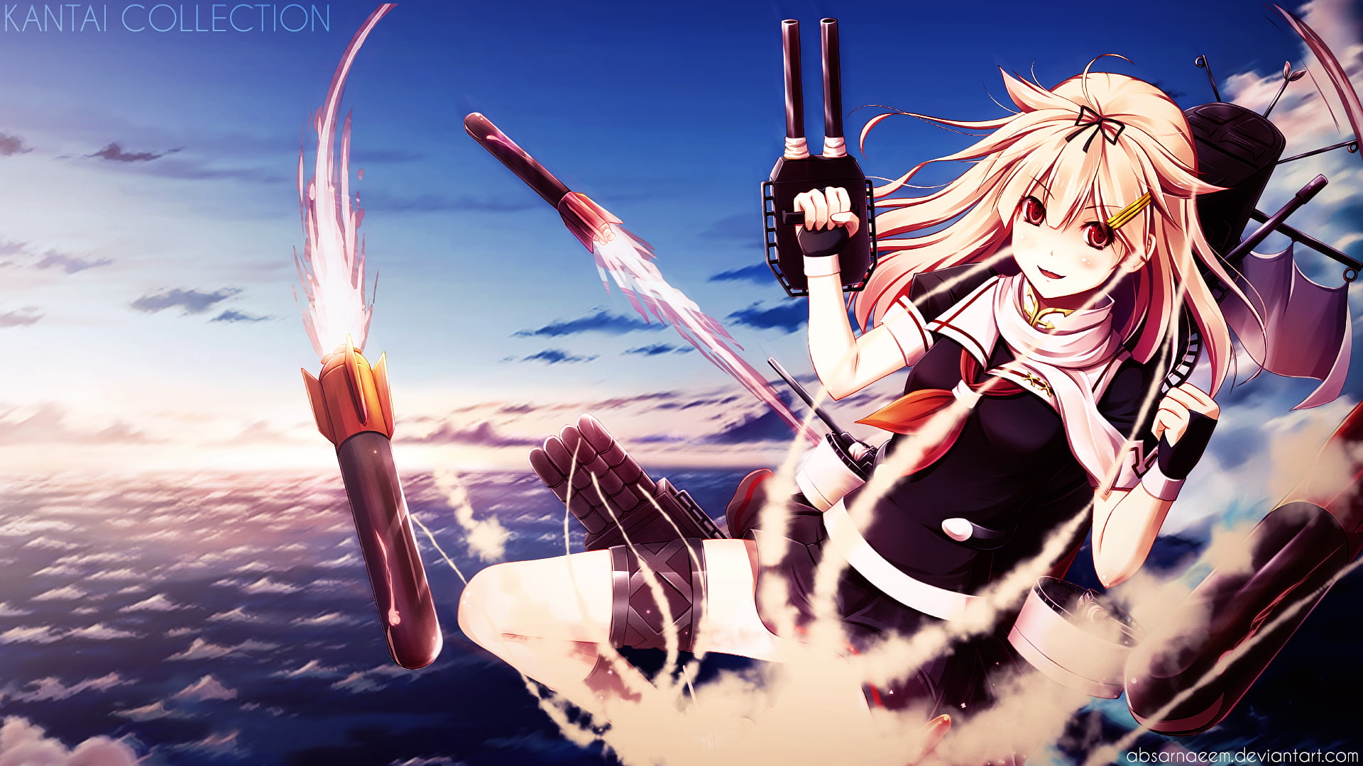 real people, young women, anime, emotion, sunset, one person, 1080P, happiness, Kantai Collection, cloud - sky, women, lifestyles, human arm, enjoyment, HD Wallpaper