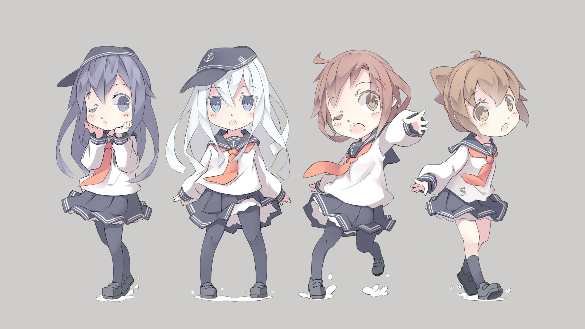 Hibiki (Kancolle), Anime, Akatsuki (KanColle), Kantai Collection, 1080P, Ikazuchi (Kancolle), Inazuma (Kancolle), HD Wallpaper
